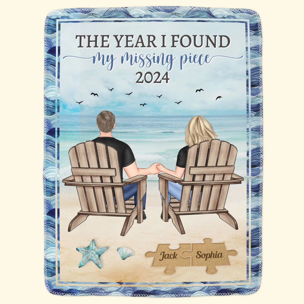 The Year I Found My Missing Piece Couple Gift - Personalized Blanket - Image 6