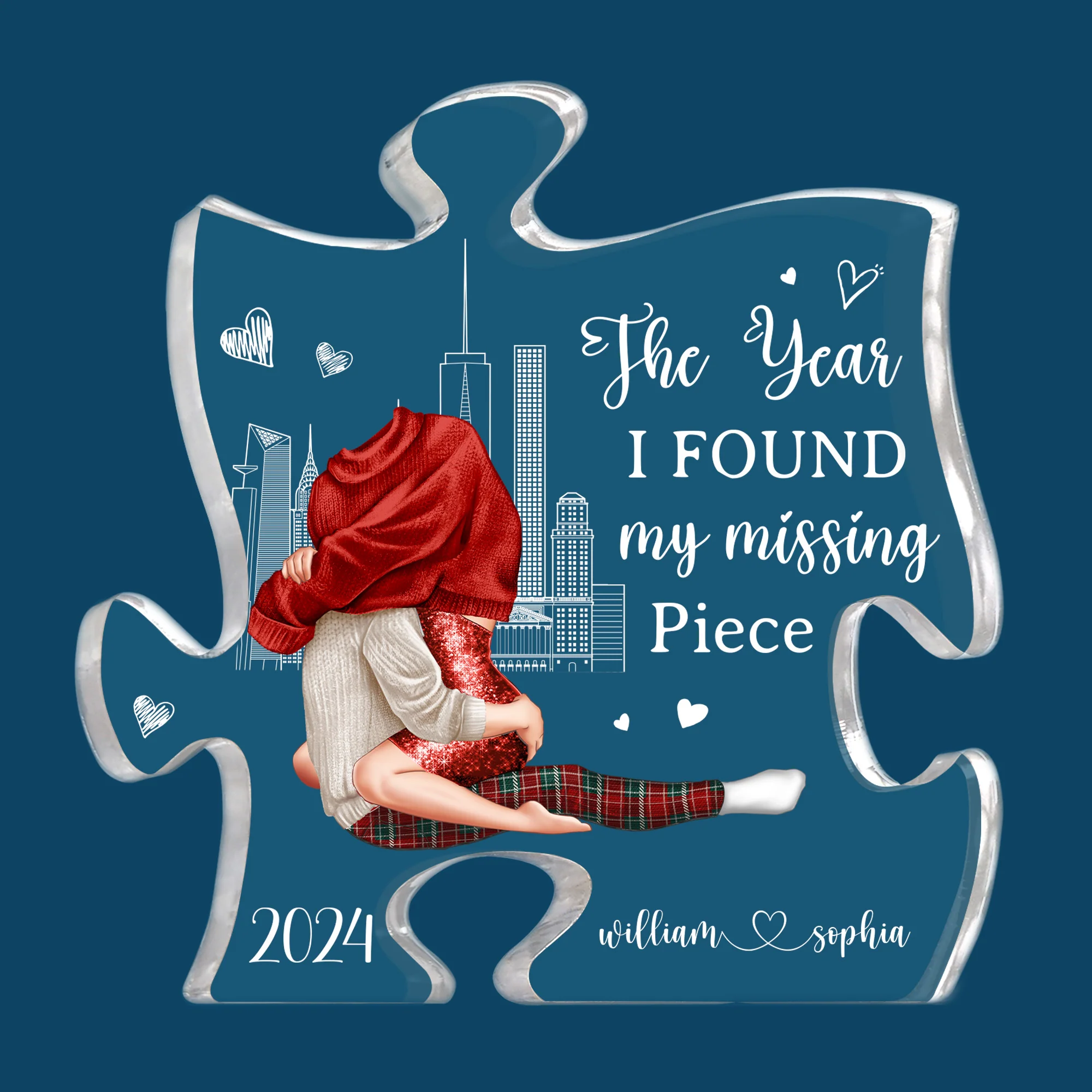 The Year I Found My Missing Piece Couple Romantic - Personalized Acrylic Plaque - Image 3