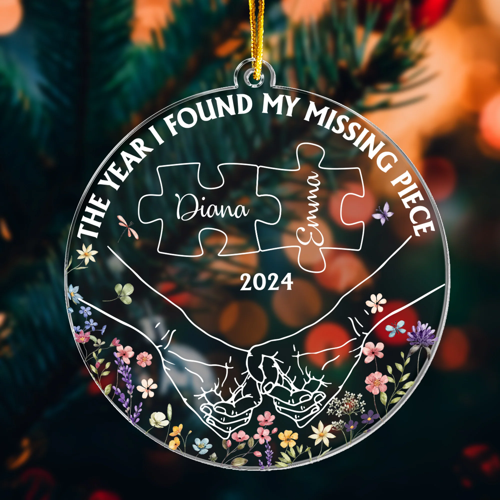 The Year I Found My Missing Piece - Personalized Acrylic Ornament - Image 3