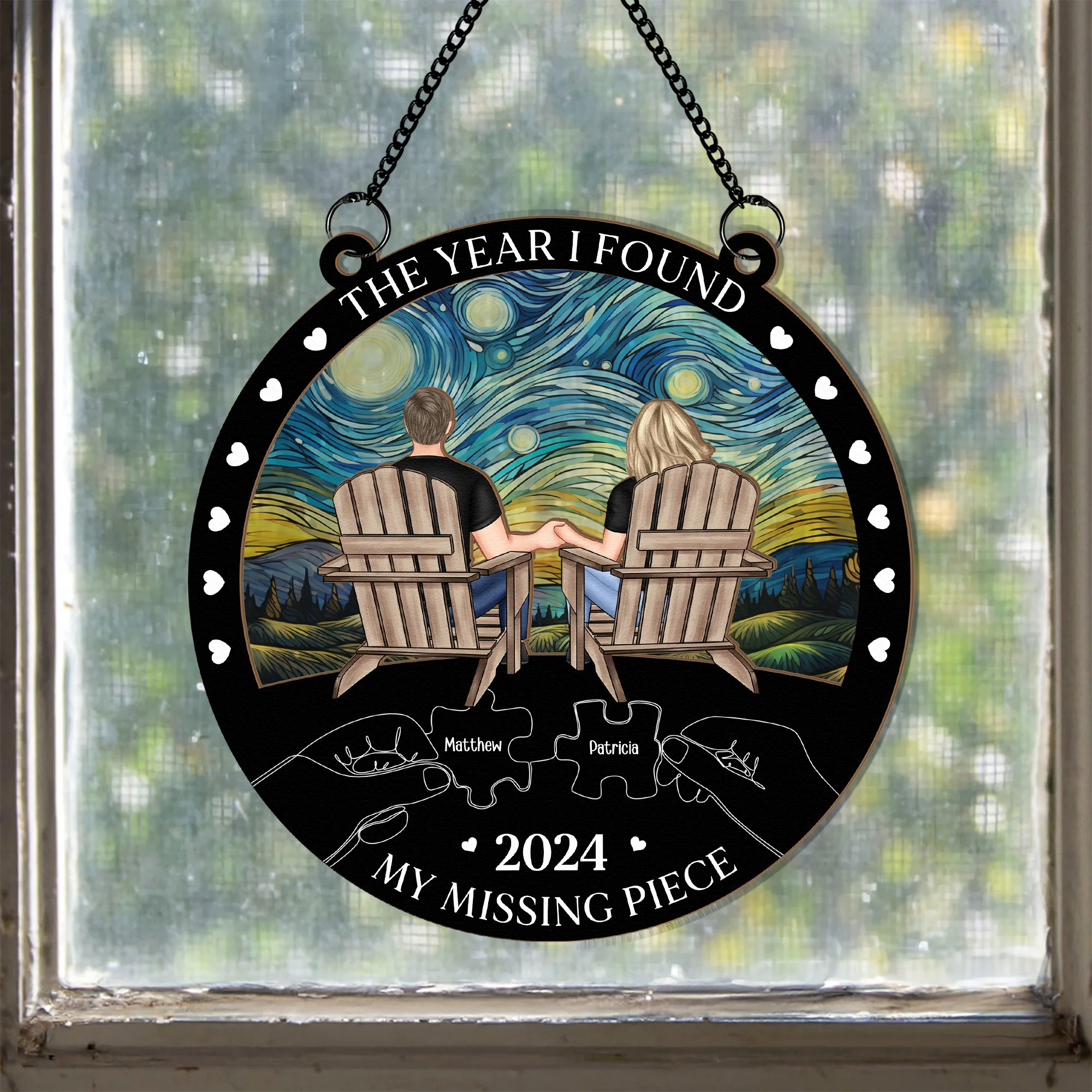The Year I Found My Missing Piece - Personalized Window Hanging Suncatcher Ornament - Image 2
