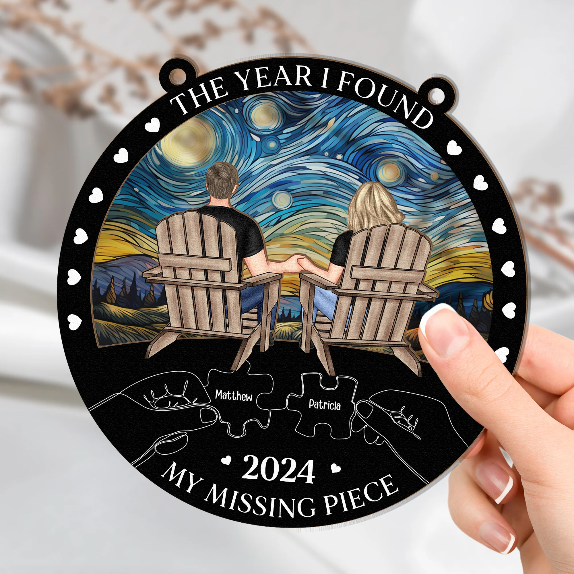 The Year I Found My Missing Piece - Personalized Window Hanging Suncatcher Ornament - Image 3