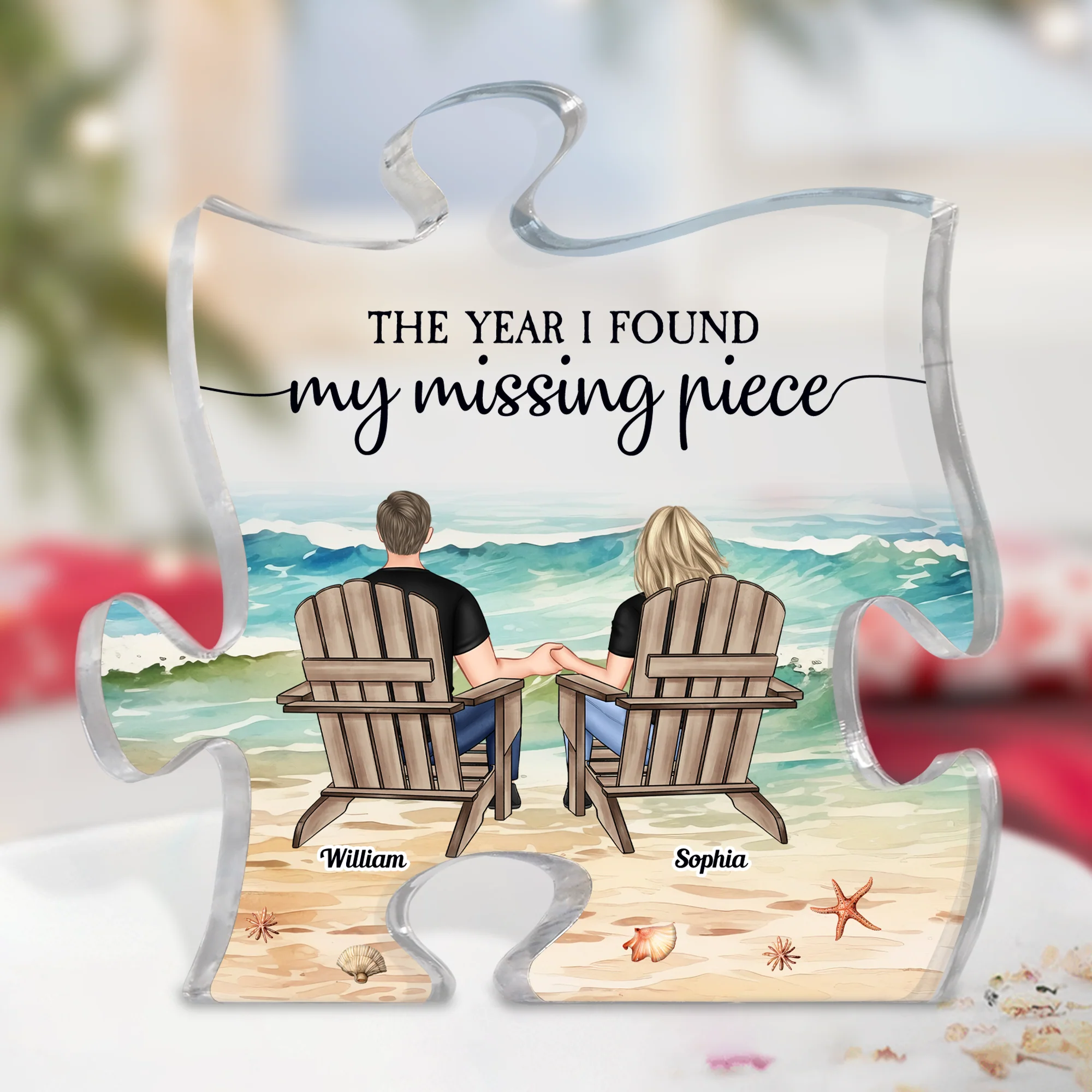 The Year I Found My Missing Piece Puzzle-Shaped - Personalized Acrylic Plaque - Image 2