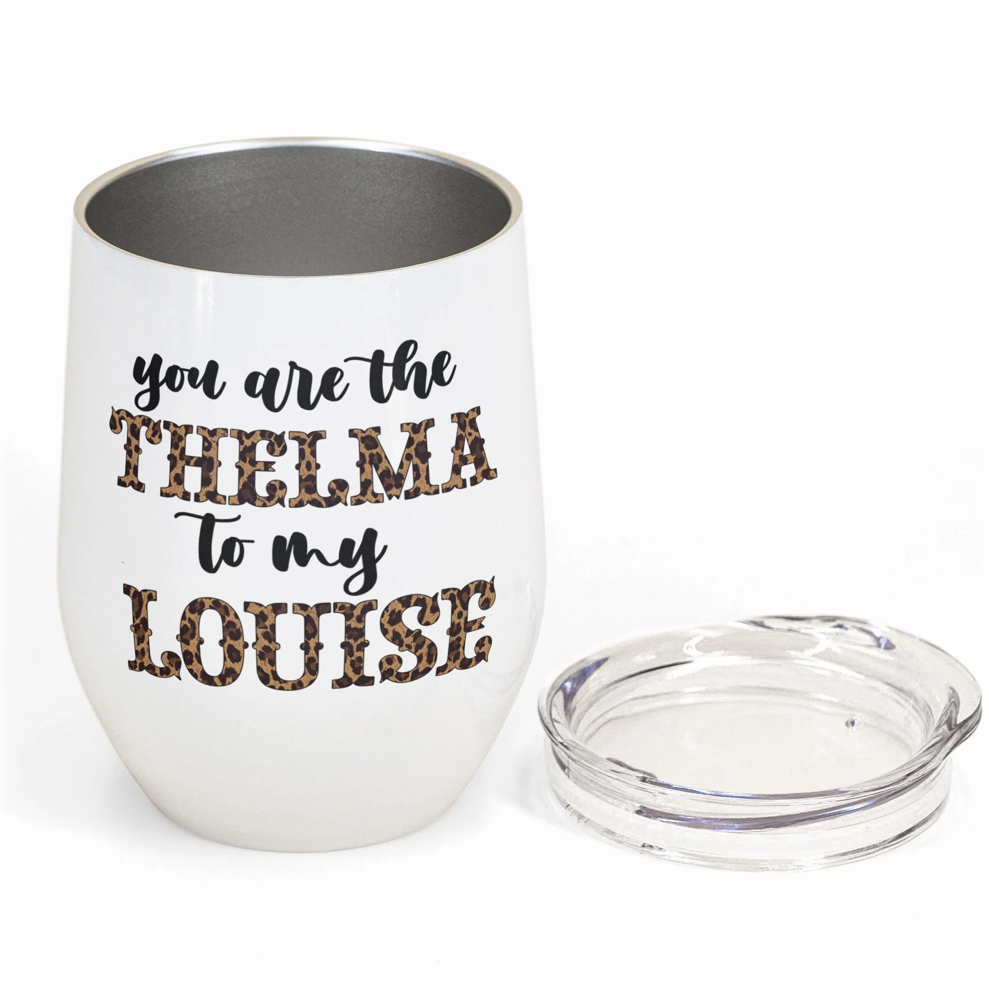 Thelma To My Louise - Personalized Wine Tumbler - Birthday Gift For Bestie, BFF, Sister, Sista, Co-worker - Leopard Design - Image 3