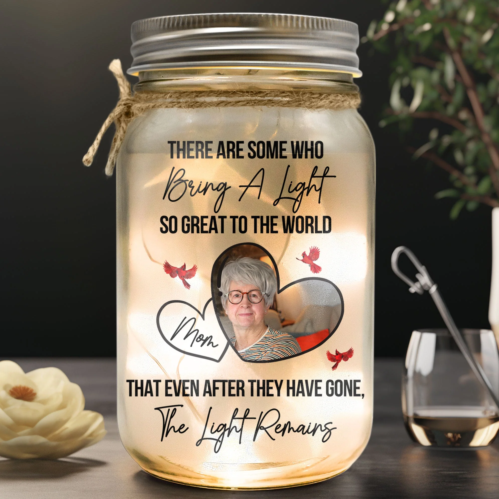There Are Some Who Bring A Light To The World - Personalized Photo Mason Jar Light - Image 4