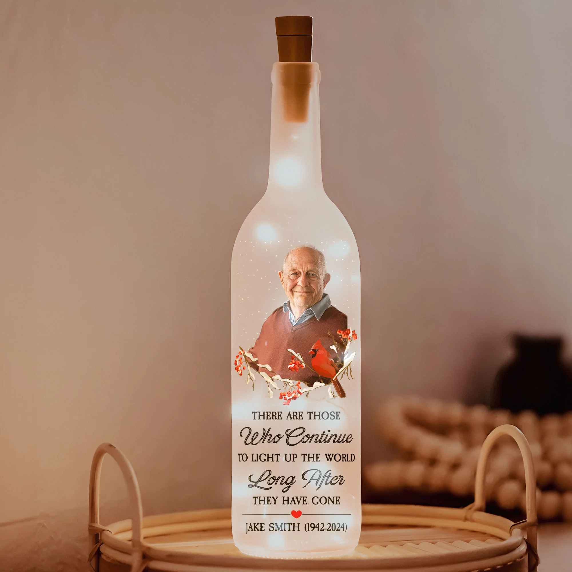 There Are Those Who Continue To Light Up The World - Personalized Photo Bottle Lamp - Image 4