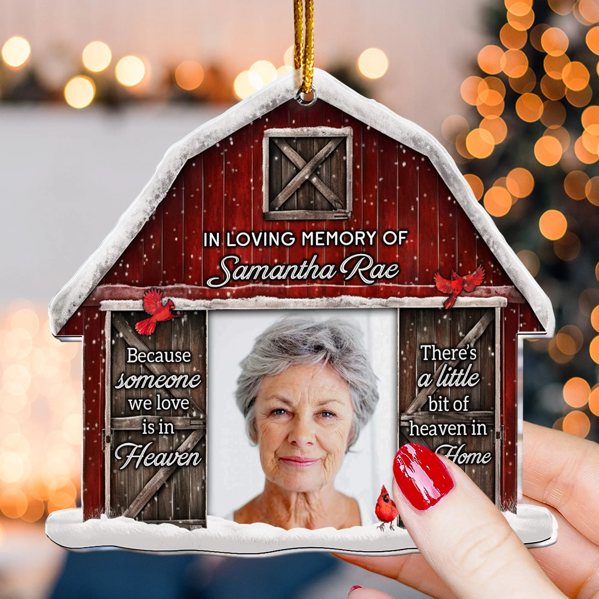 There Is A Little Bit Of Heaven In Our Home - Personalized Acrylic Photo Ornament - Image 4