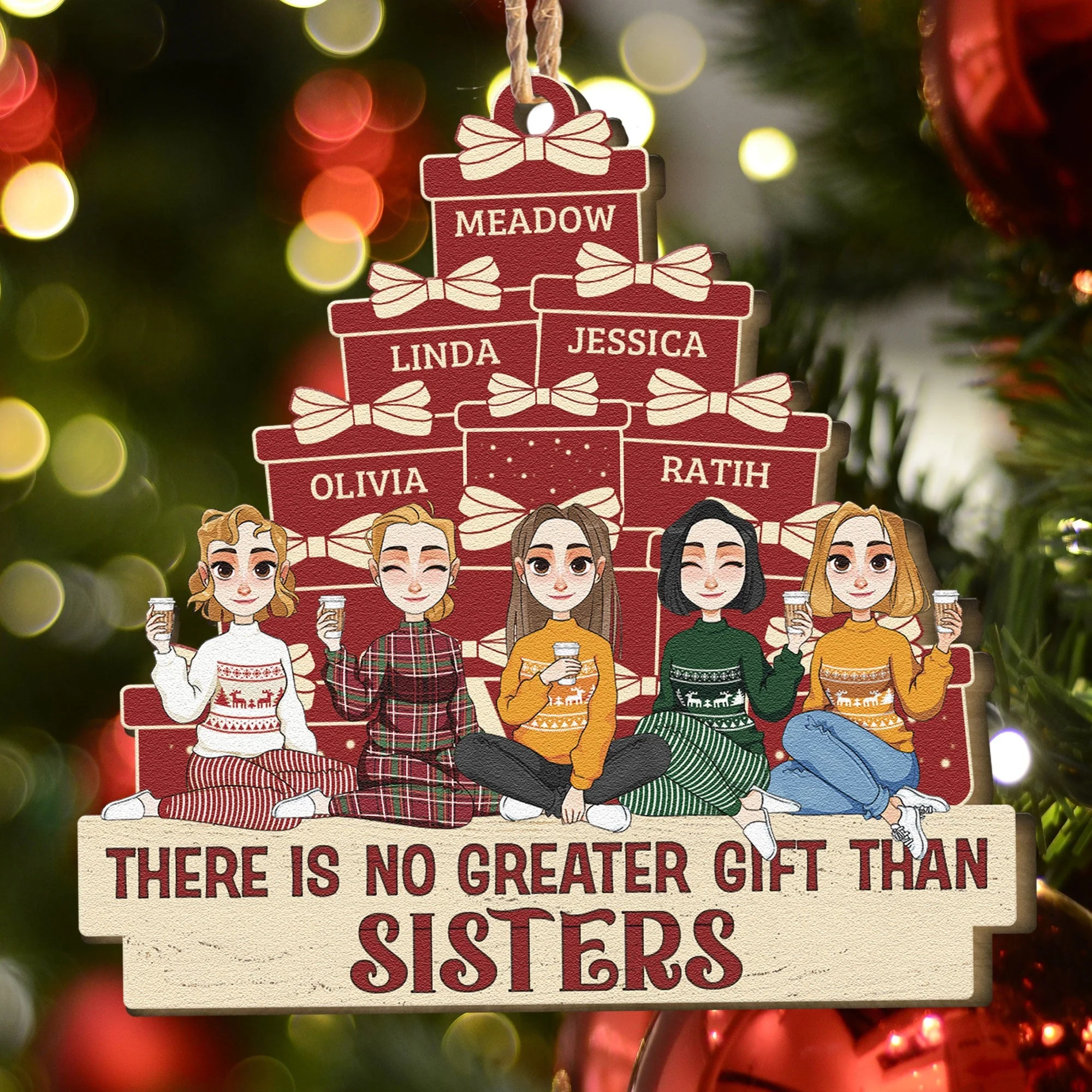 There Is No Greater Gifts Than Sisters Brothers Siblings - Personalized Wooden Ornament - Image 2
