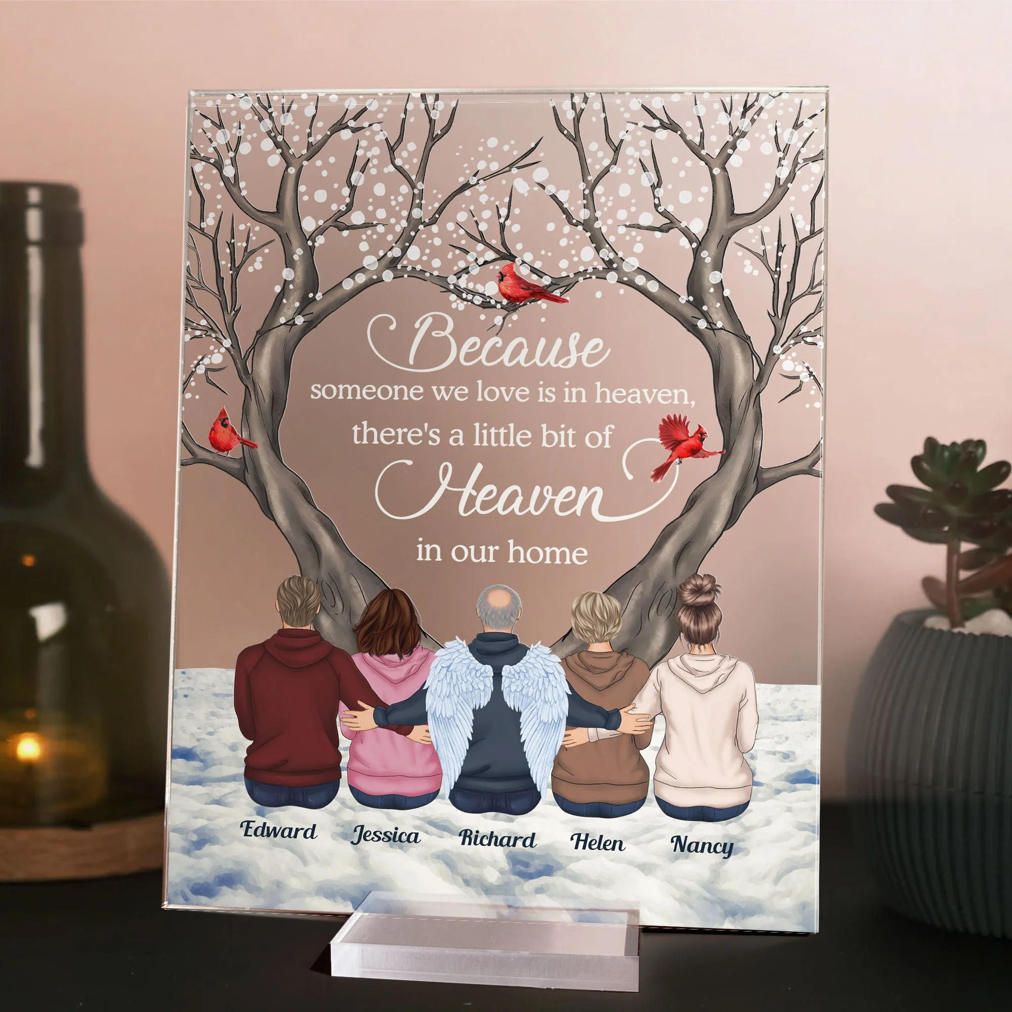 There's A Little Bit Of Heaven In Our Home - Personalized Acrylic Plaque - Image 4