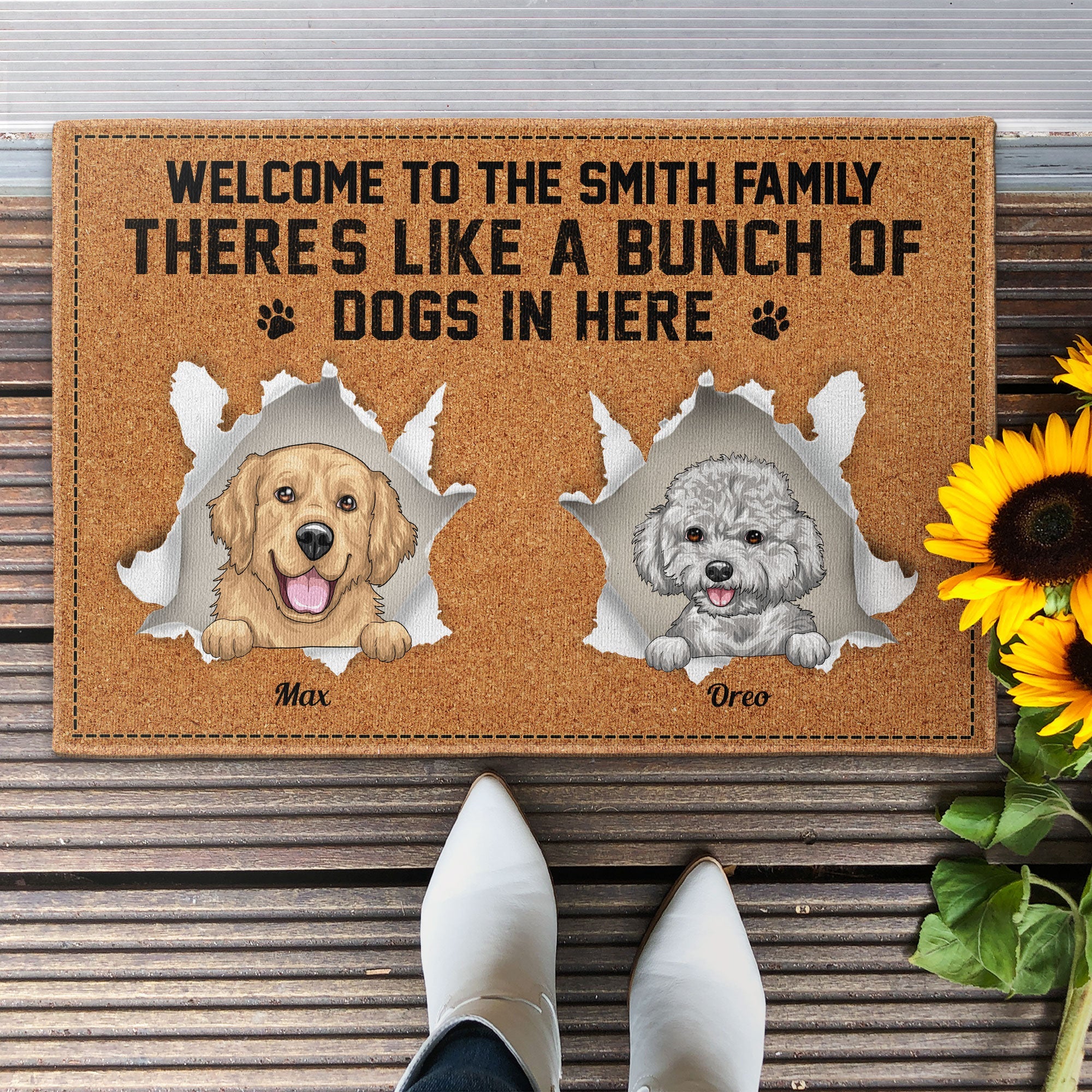 There's Like A Bunch Of Cats & Dogs In Here - Personalized Doormat - Image 2