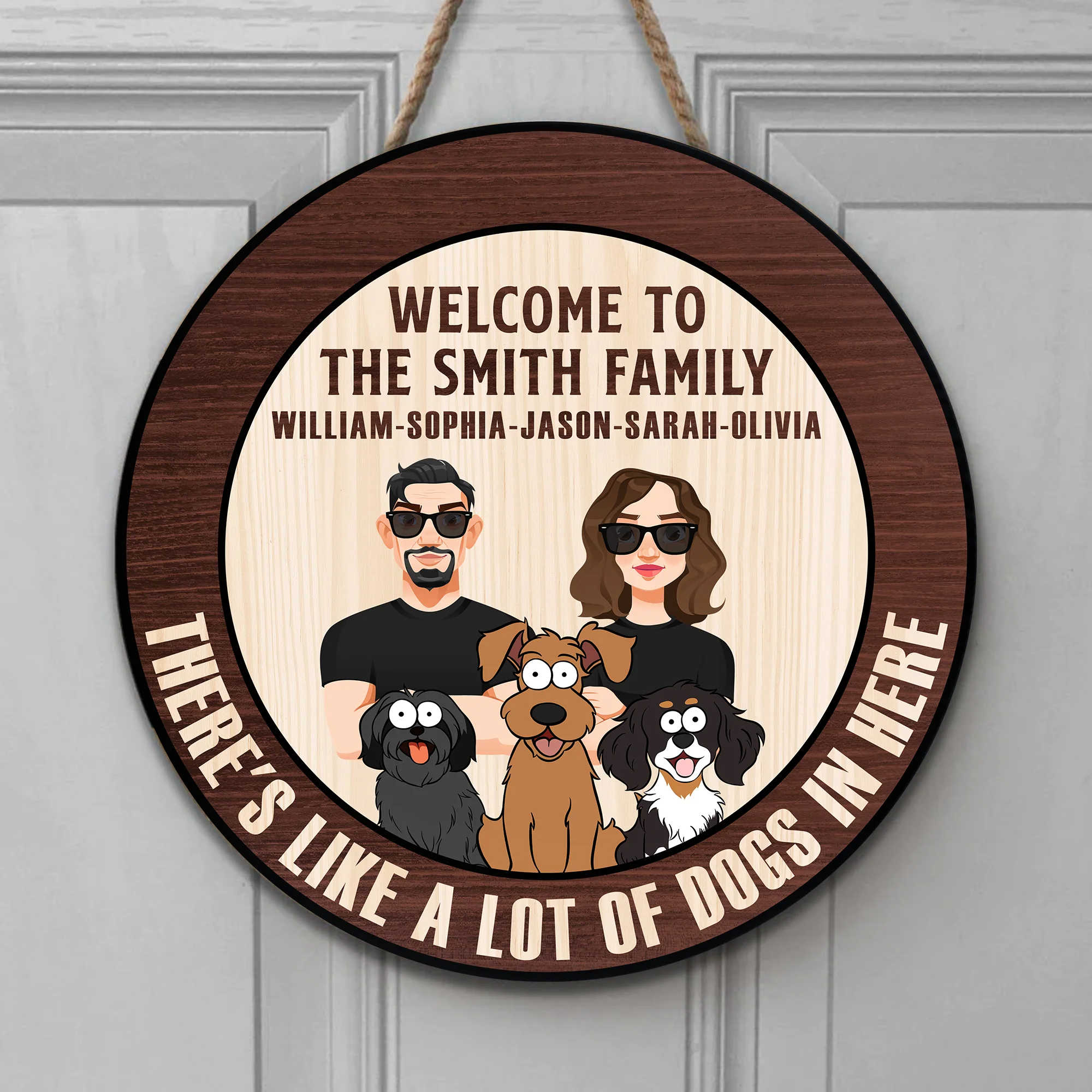 There's Like A Lot Of Dogs In Here - Personalized Wood Wreath - Image 4