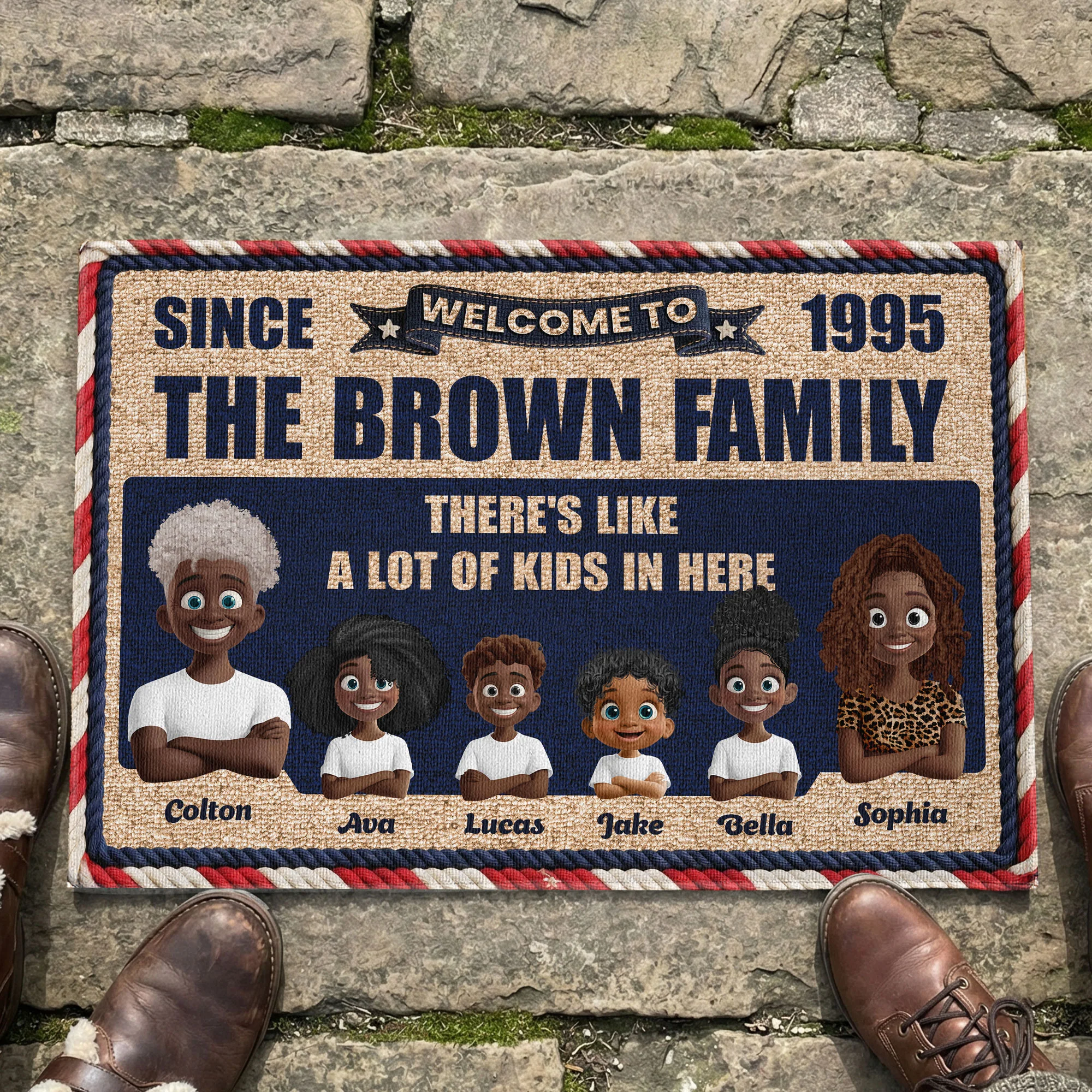 There's Like A Lot Of Kids In Here 3D Family Faux Pattern - Personalized Doormat - Image 5