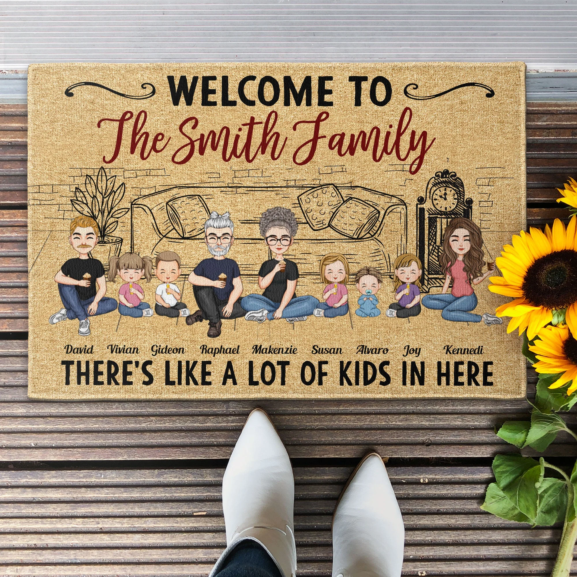 There's Like A Lot Of Kids In Here - Cartoon Version - Personalized Doormat - Image 2