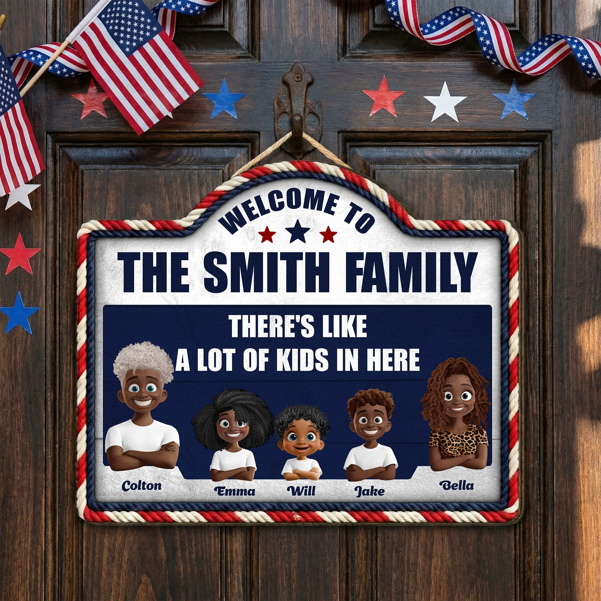 There's Like A Lot Of Kids In Here Faux Pattern 3D Version - Personalized Wood Sign - Image 5