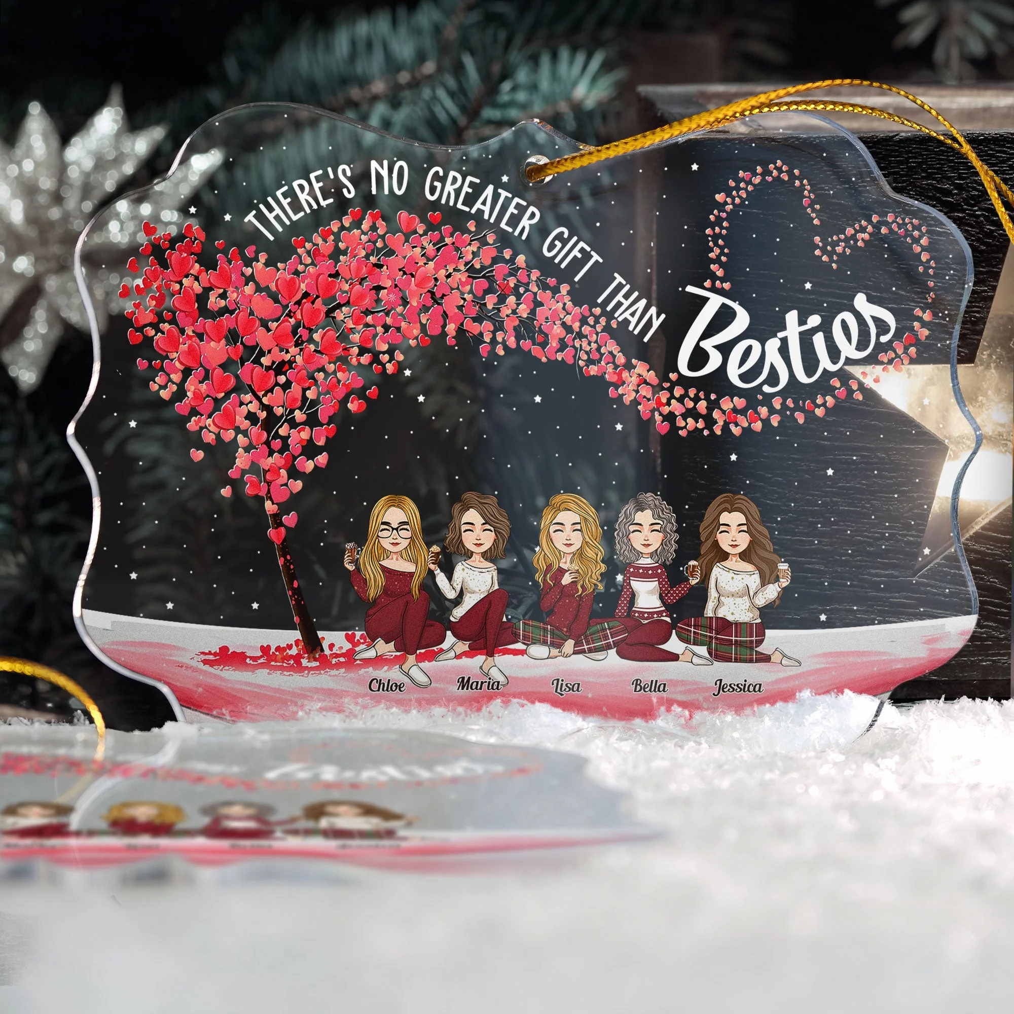 There's No Greater Gift Than Besties - Personalized Acrylic Ornament - Christmas Gift For Besties, Soul Sisters, Sistas - Image 2