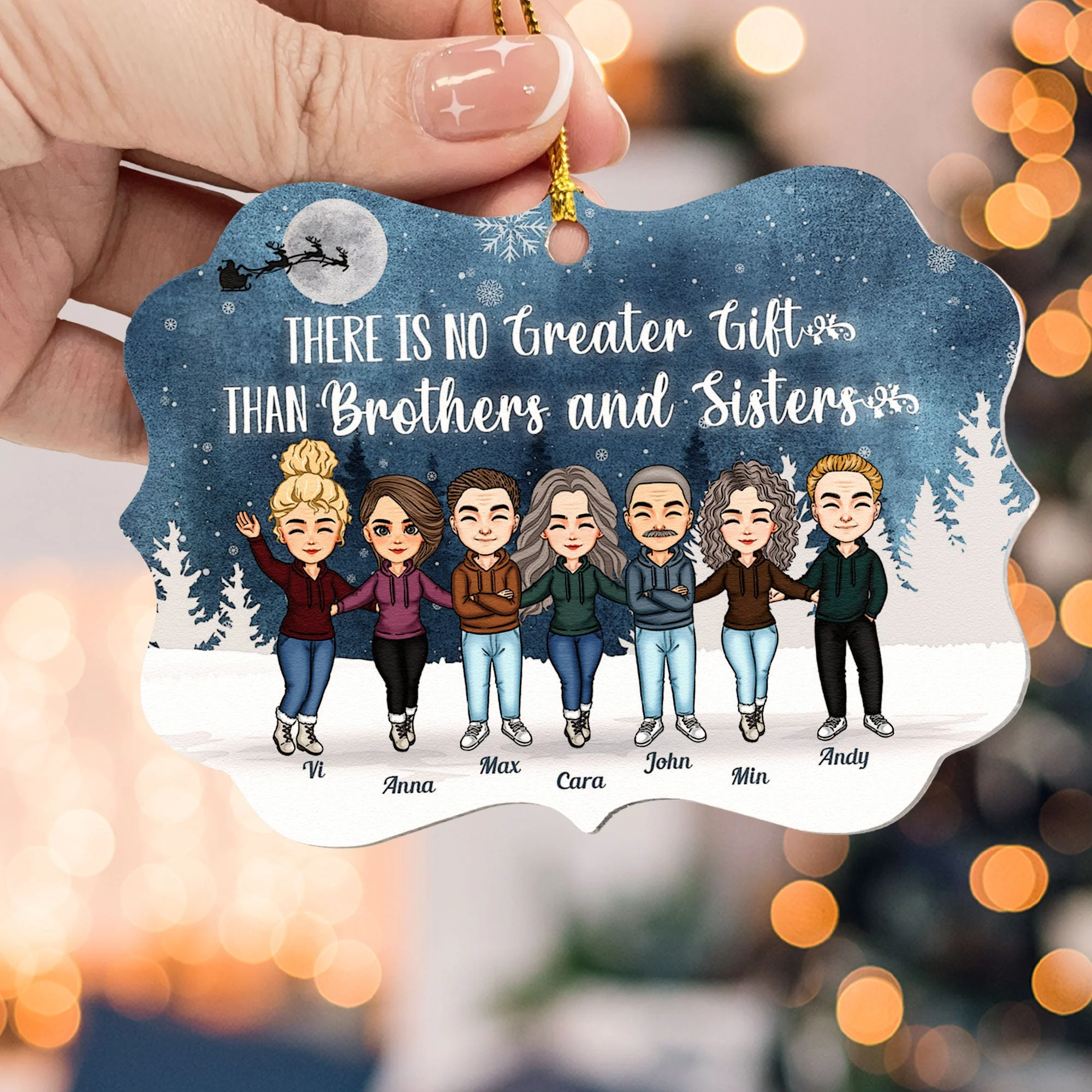 There's No Greater Gift Than Siblings - Personalized Aluminum/Wooden Ornament - Christmas Gift For Siblings, Family Members - Image 4