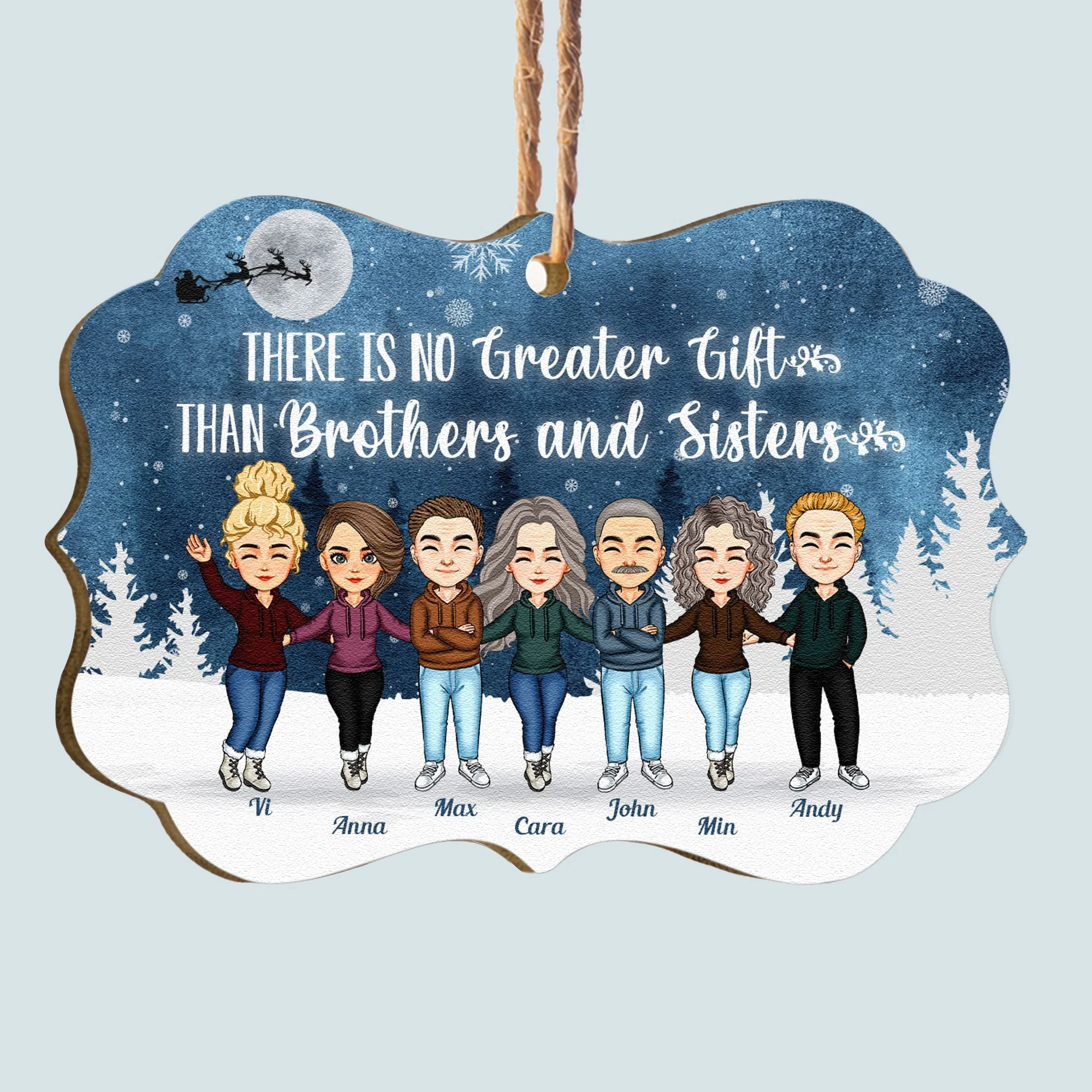 There's No Greater Gift Than Siblings - Personalized Aluminum/Wooden Ornament - Christmas Gift For Siblings, Family Members - Image 5