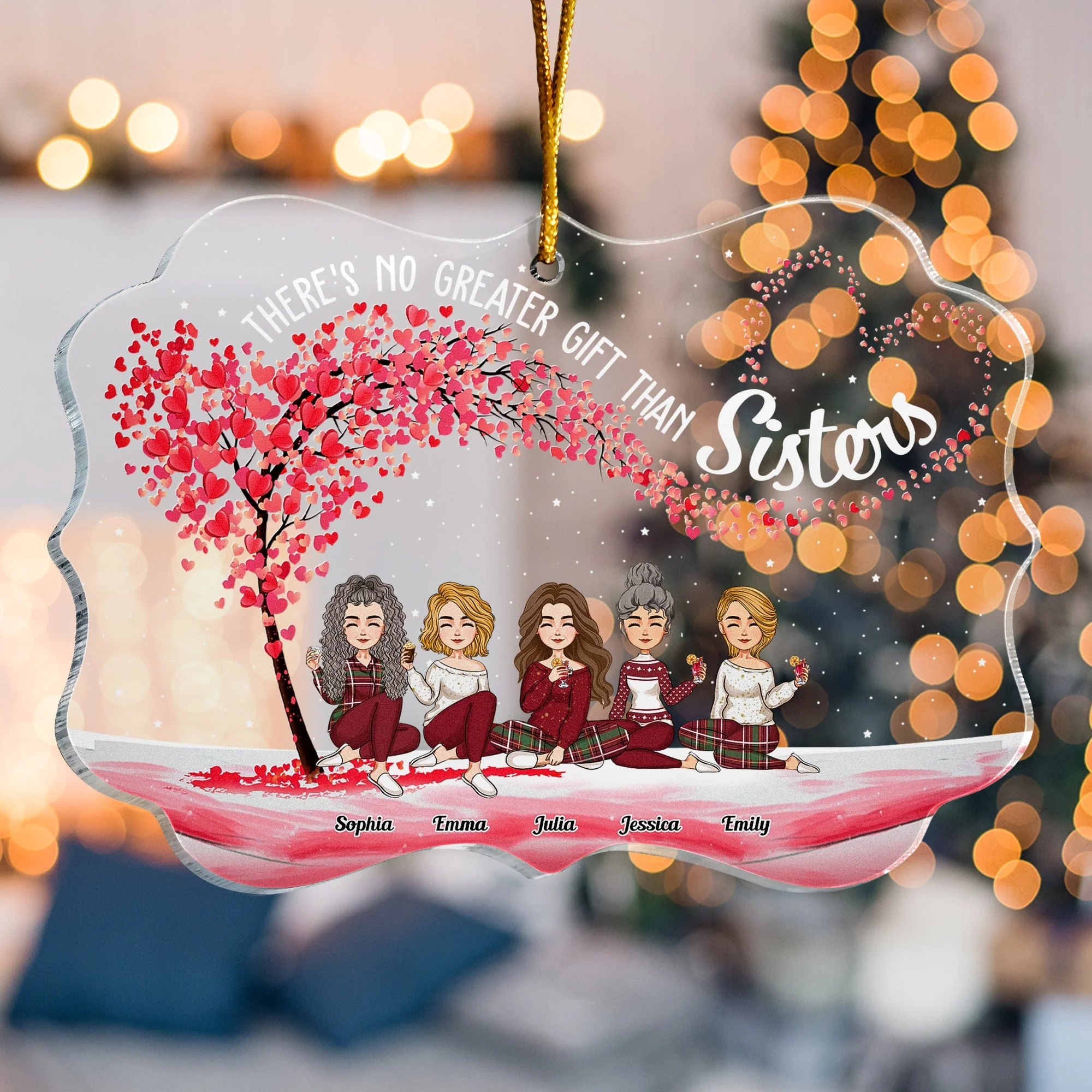 There's No Greater Gift Than Sisters - Personalized Acrylic Ornament - Image 5