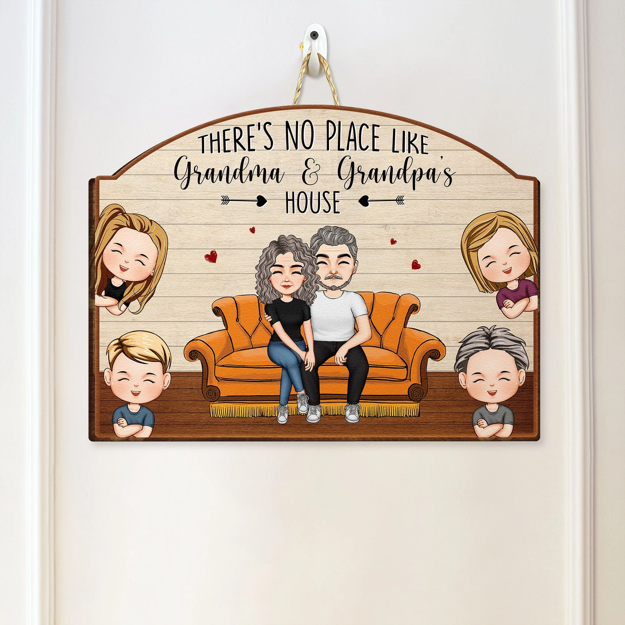 There's No Place Like Grandma And Grandpa's House - Personalized Custom Shaped Wood Sign
