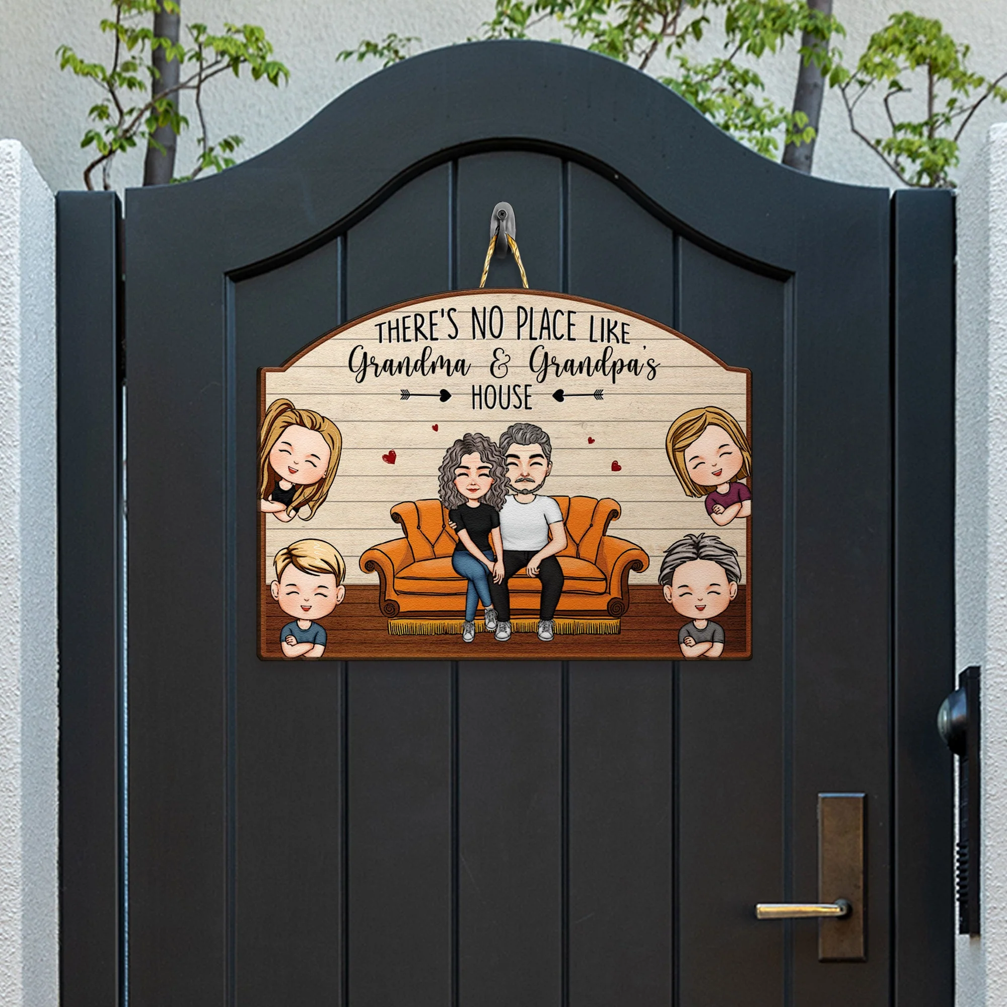 There's No Place Like Grandma And Grandpa's House - Personalized Custom Shaped Wood Sign - Image 3