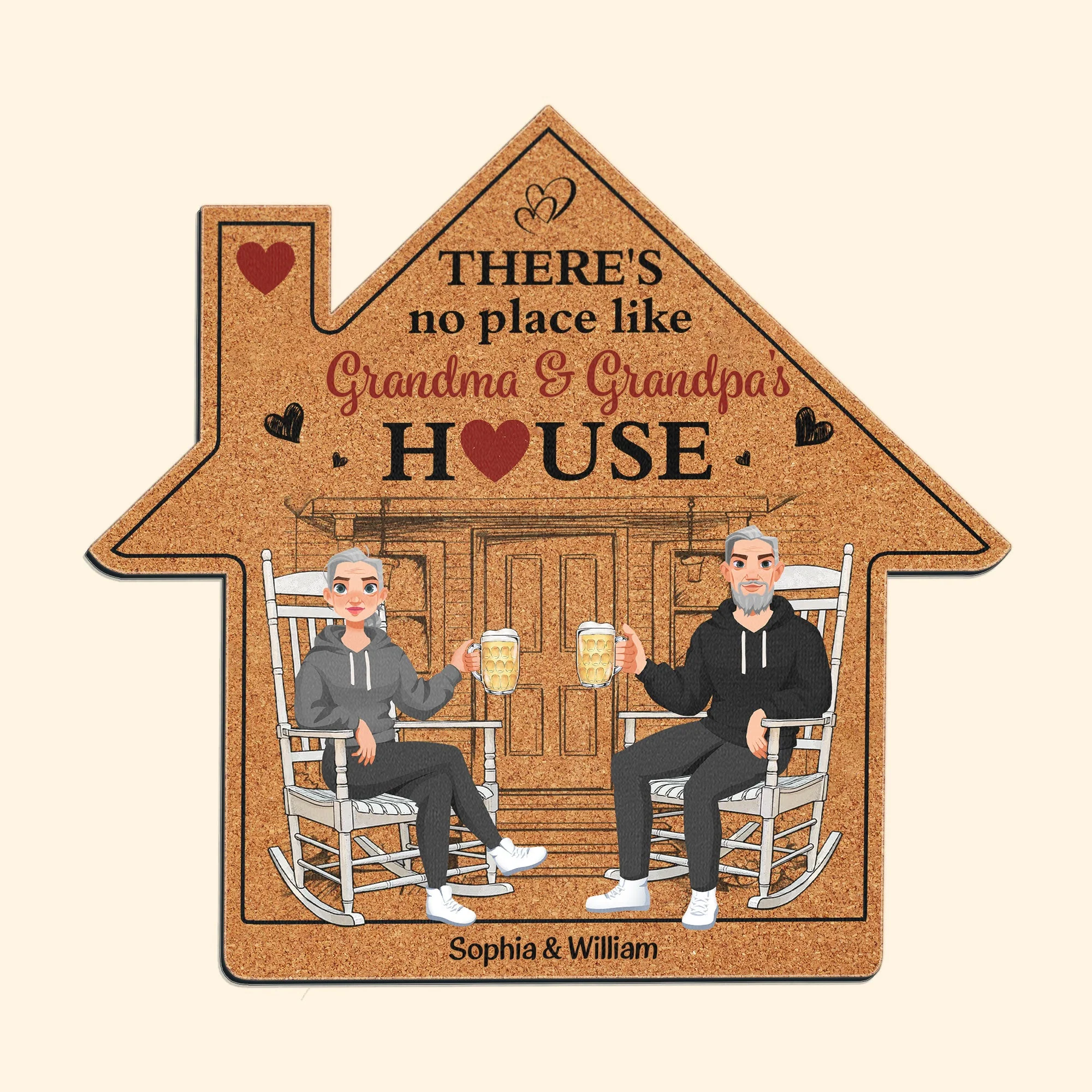 There's No Place Like Grandma & Grandpa's House - Personalized Custom Shaped Doormat - Image 4