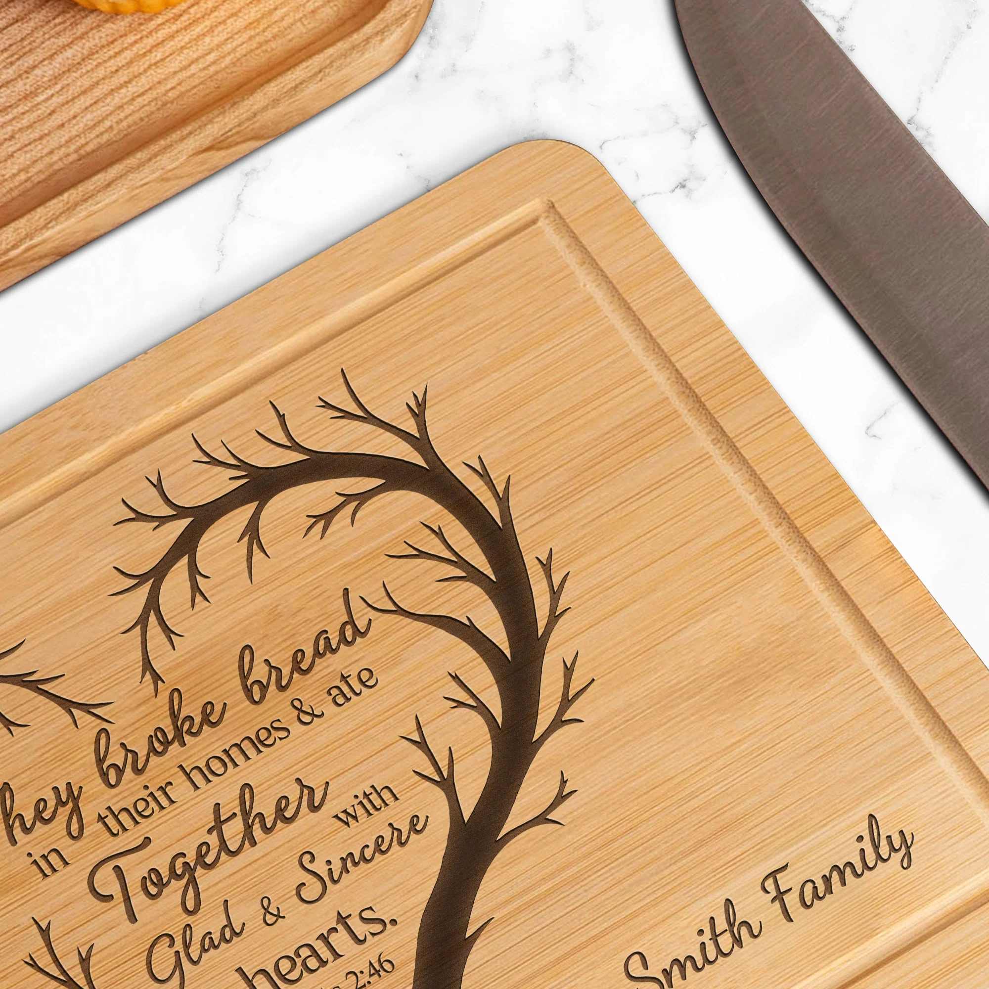 They Broke Bread In Their Homes - Personalized Engraved Wooden Cutting Board - Image 4