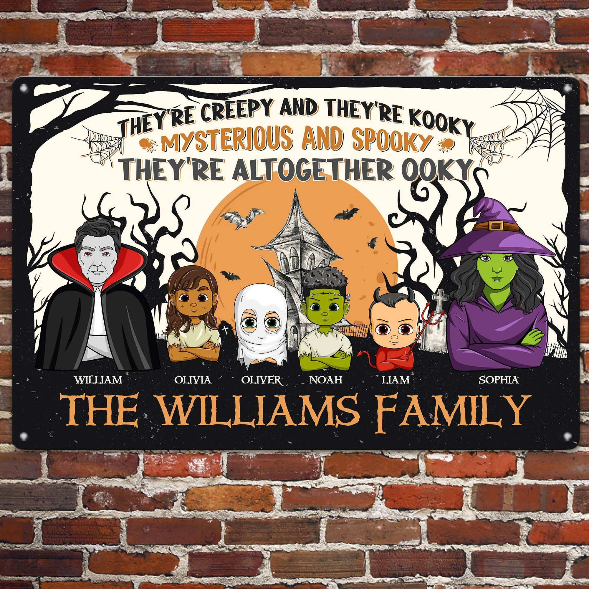 They're All Together Ooky - Personalized Metal Sign - Image 2