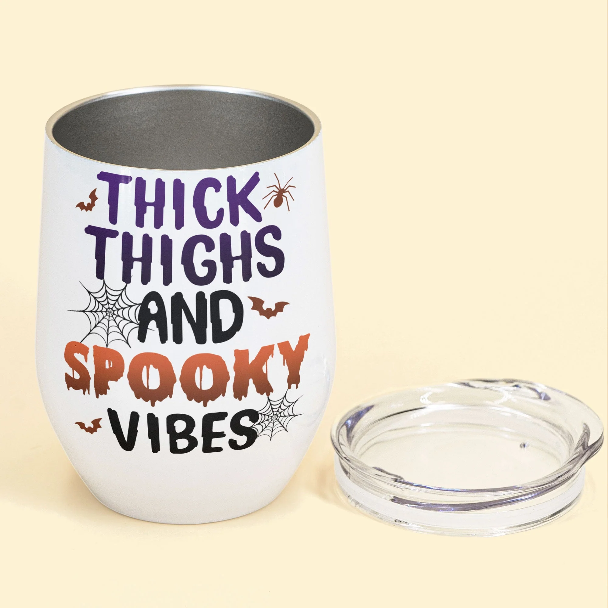 Thick Thighs And Spooky Vibes - Personalized Wine Tumbler - Halloween Gift For Witches - Image 3