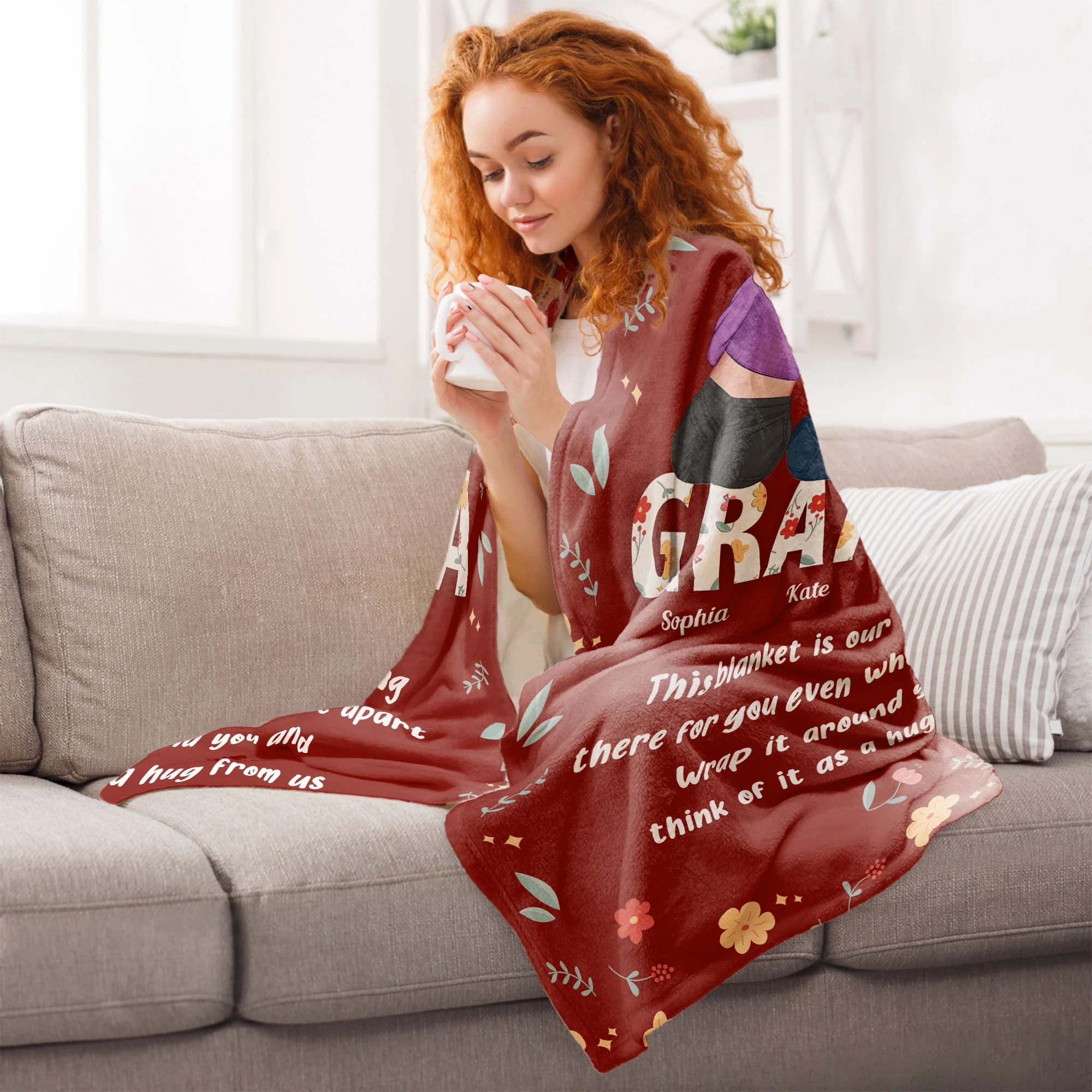 Think Of It As A Hug From Us - Personalized Blanket - Image 4