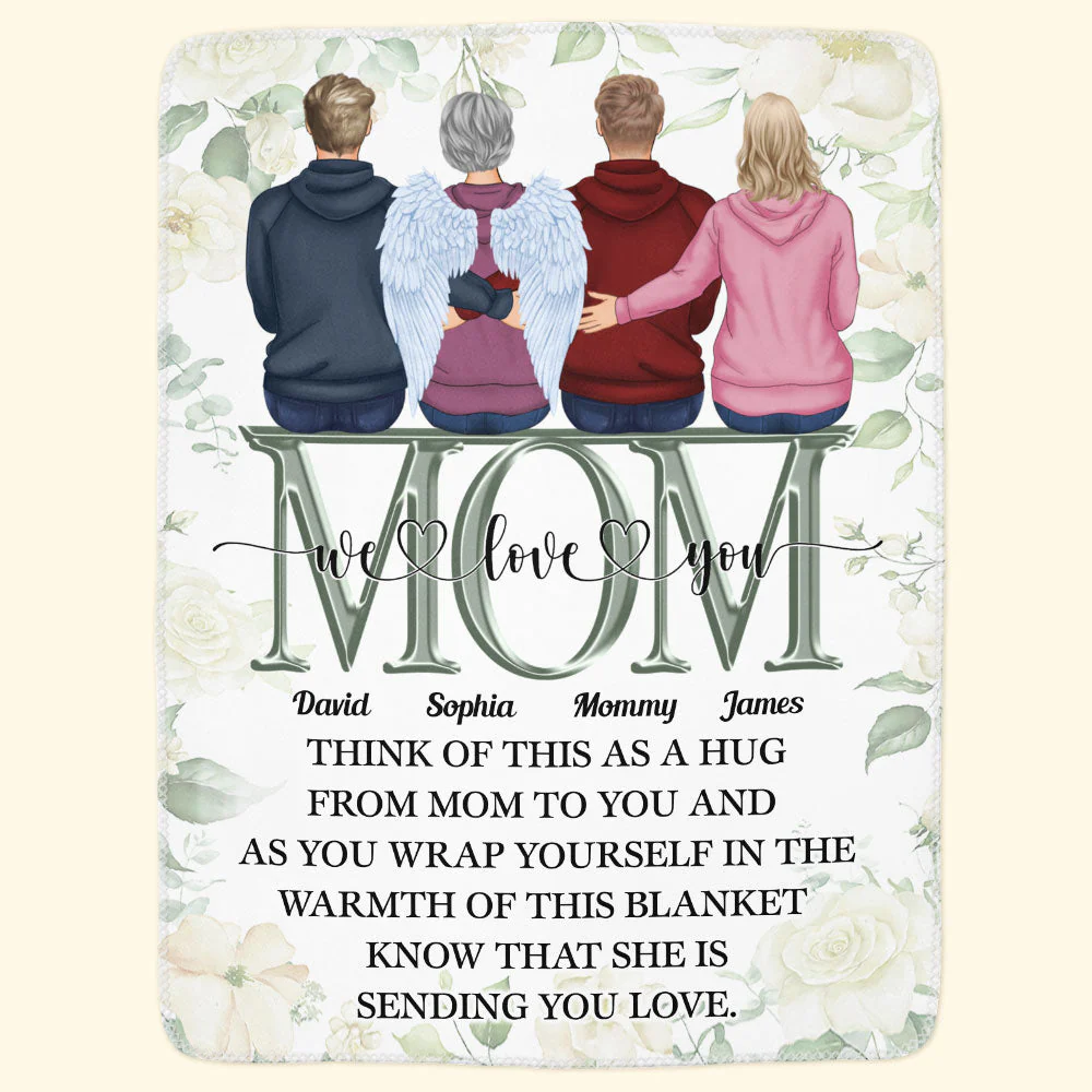Think Of This As A Hug From Mom To You - Personalized Blanket - Memorial, Mother's Day Gift For Family Members - Image 3
