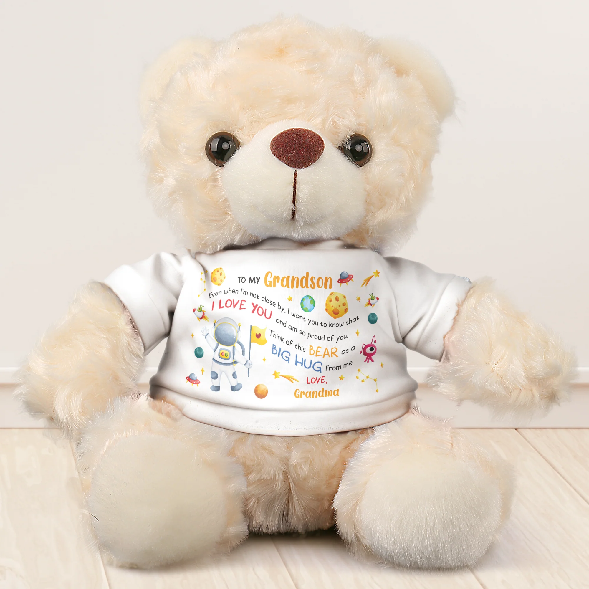 Think Of This Bear As A Big Hug From Me - Teddy Bear With Personalized Shirt - Image 2