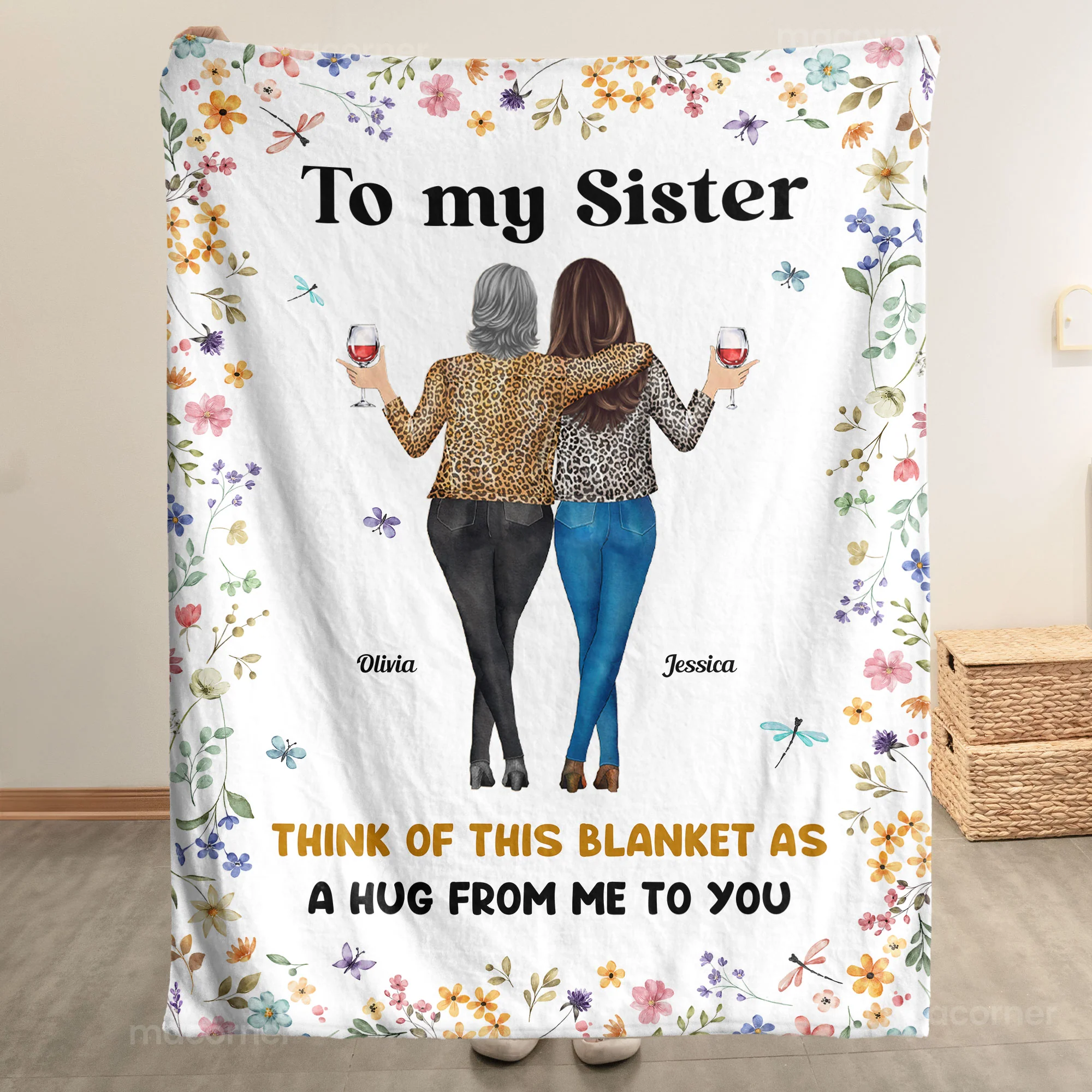 Think Of This Blanket As A Hug From Me To You Floral Style - Personalized Blanket - Image 5