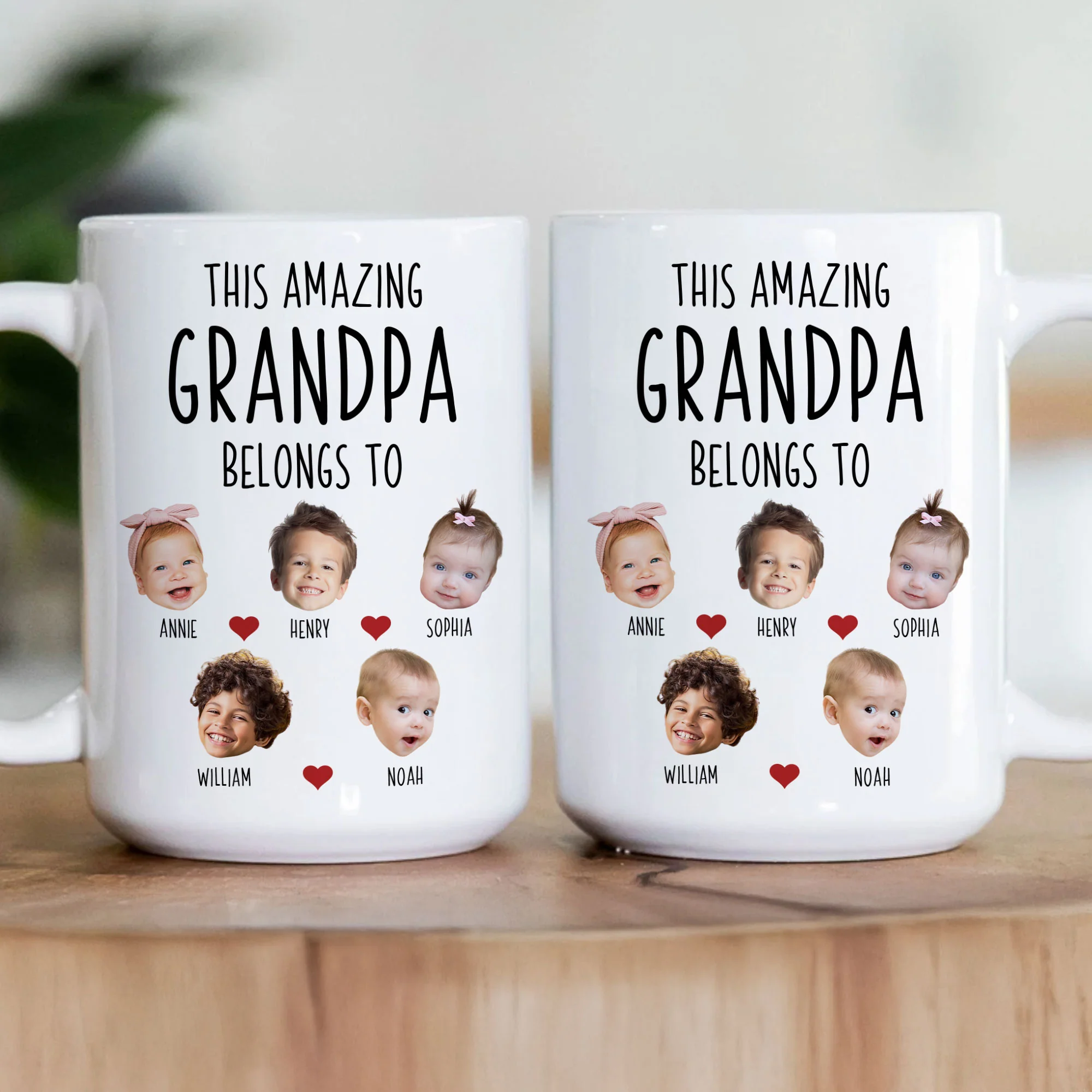 This Amazing Grandpa Belongs To Custom Kids Faces - Personalized Photo Mug - Image 4