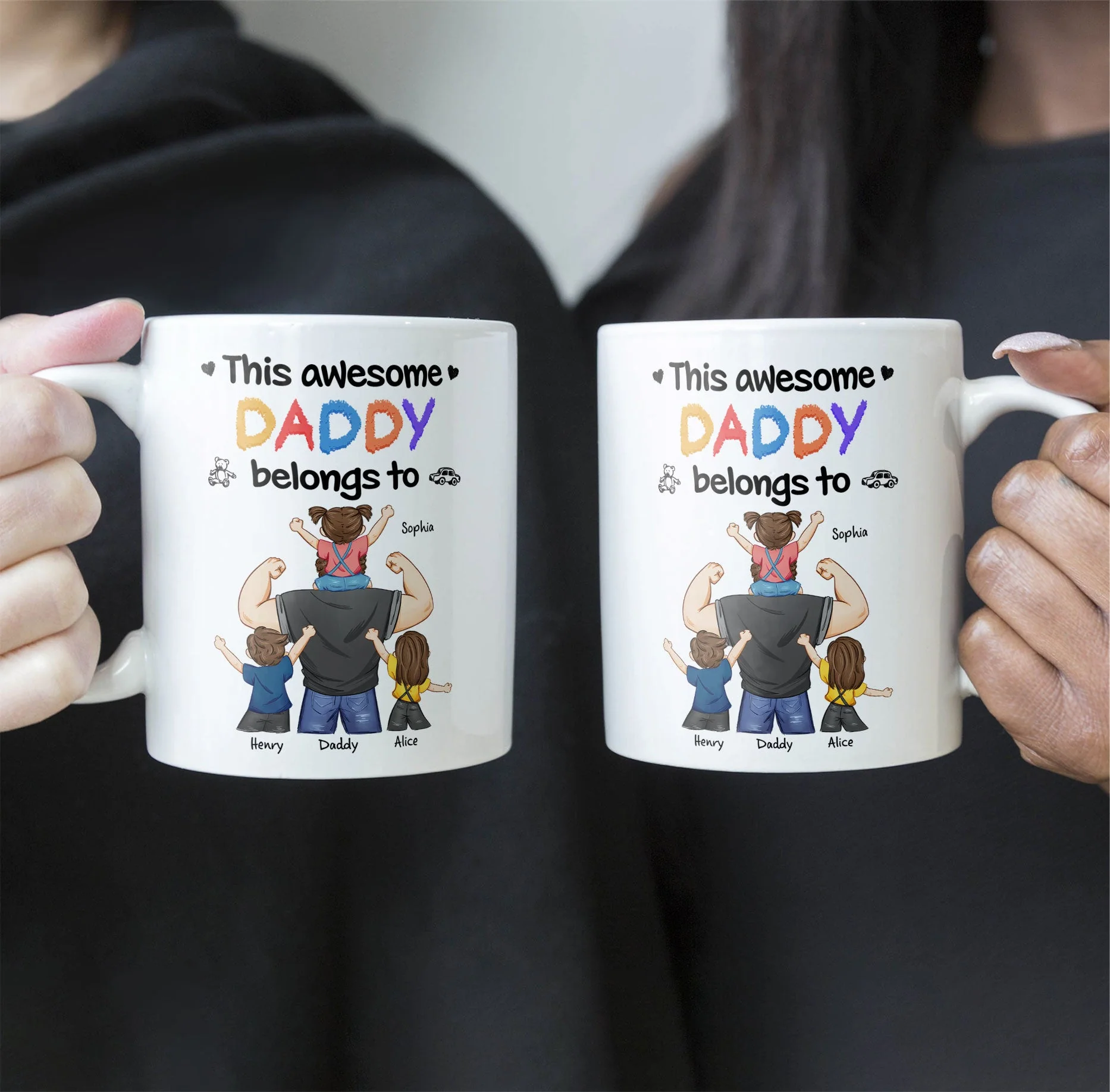 This Awesome Dad Belongs To Us - Personalized Mug - Image 5