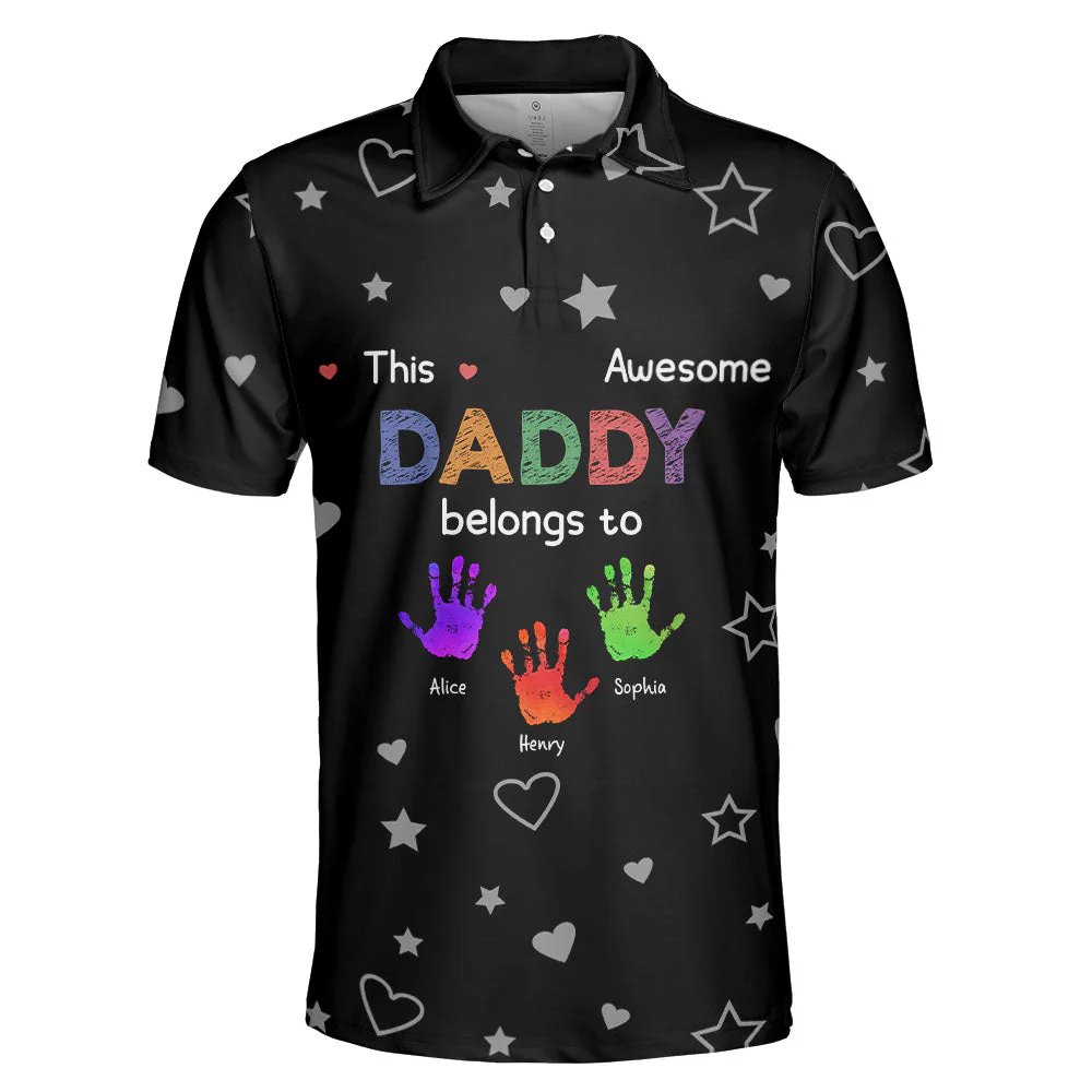 This Awesome Daddy Belongs To - Personalized Polo Shirt - Image 4