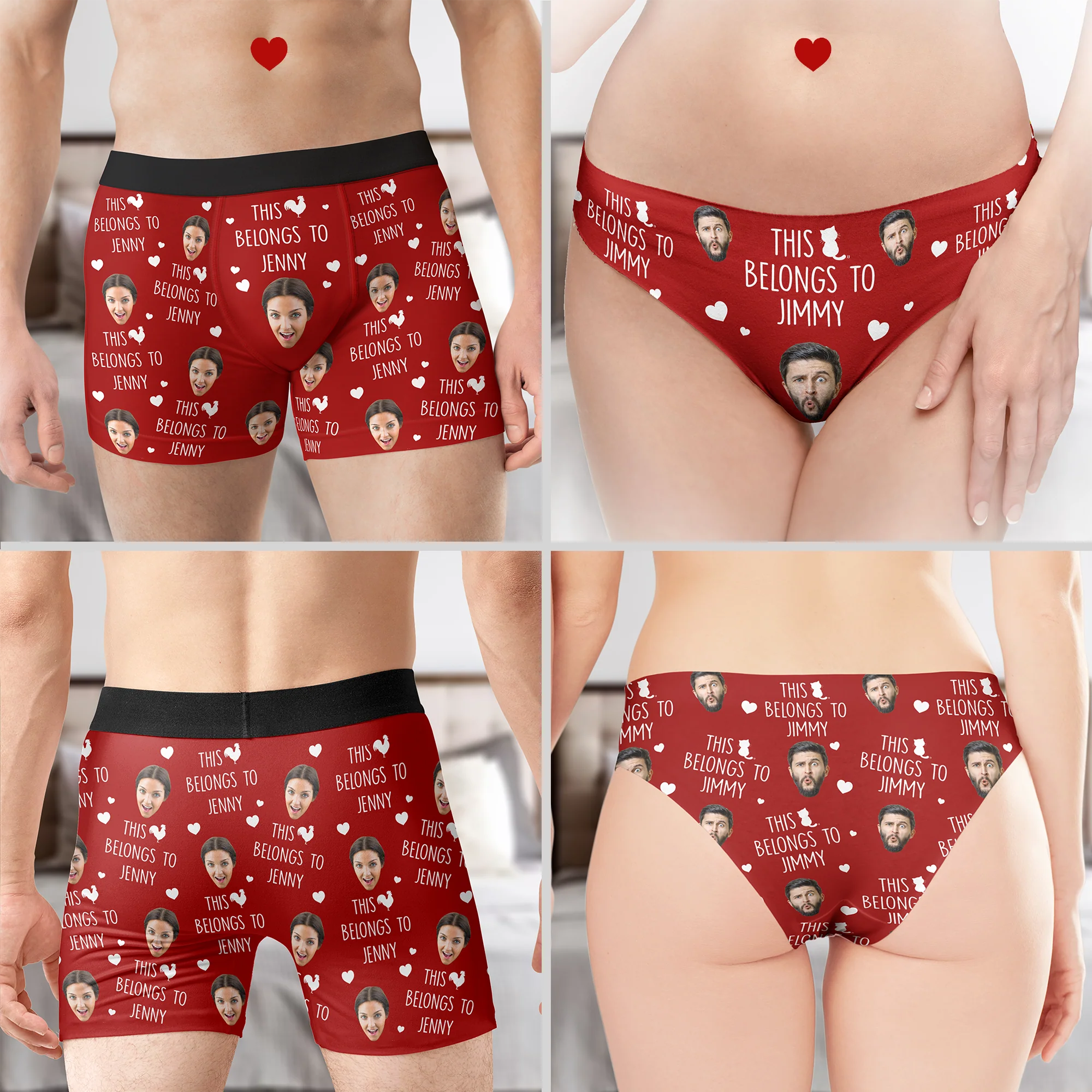 This Belongs To Naughty Gift For Couples - Personalized Photo Couple Matching Underwear - Image 2