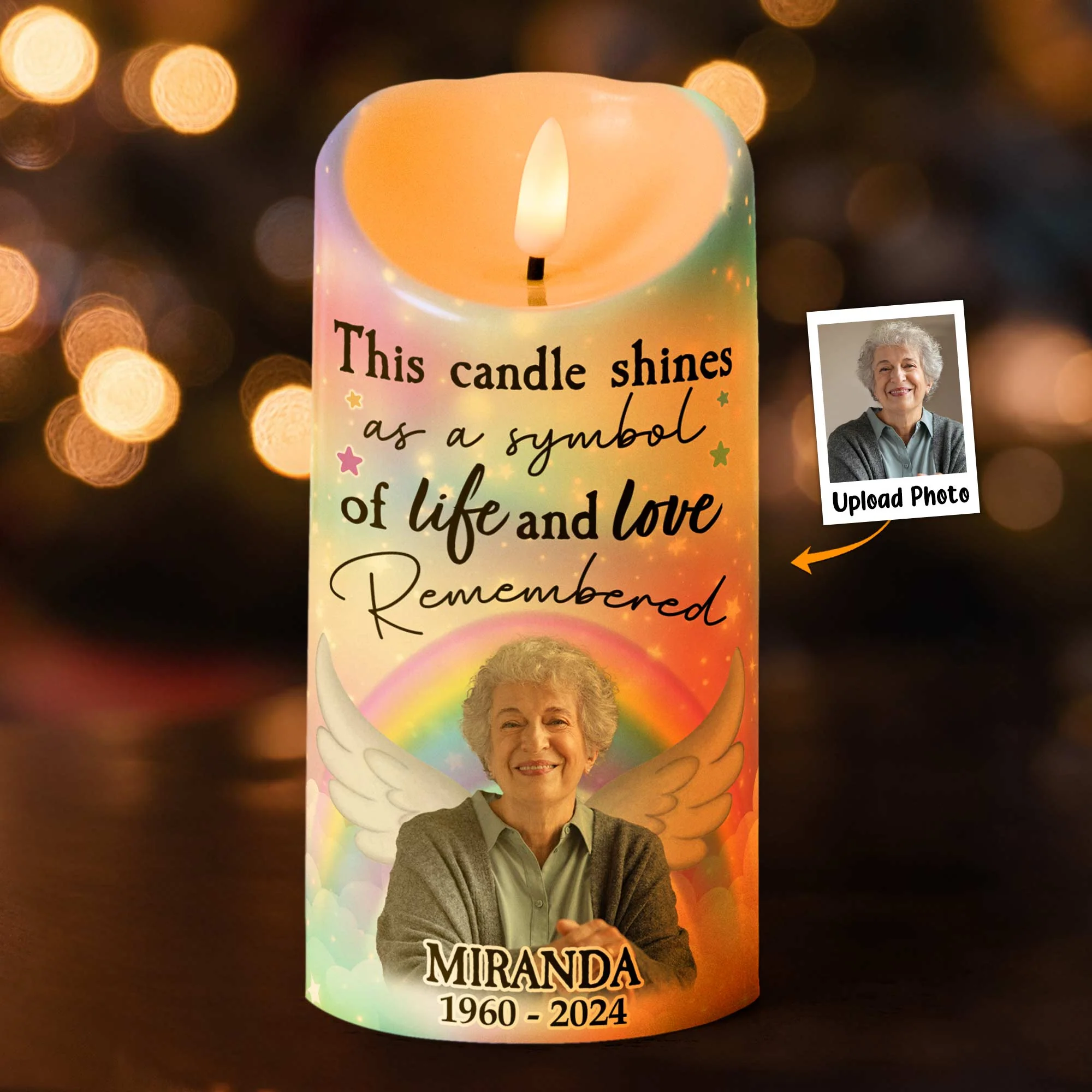 This Candle Shines As A Symbol Of Life And Love - Personalized Photo LED Candle - Image 2