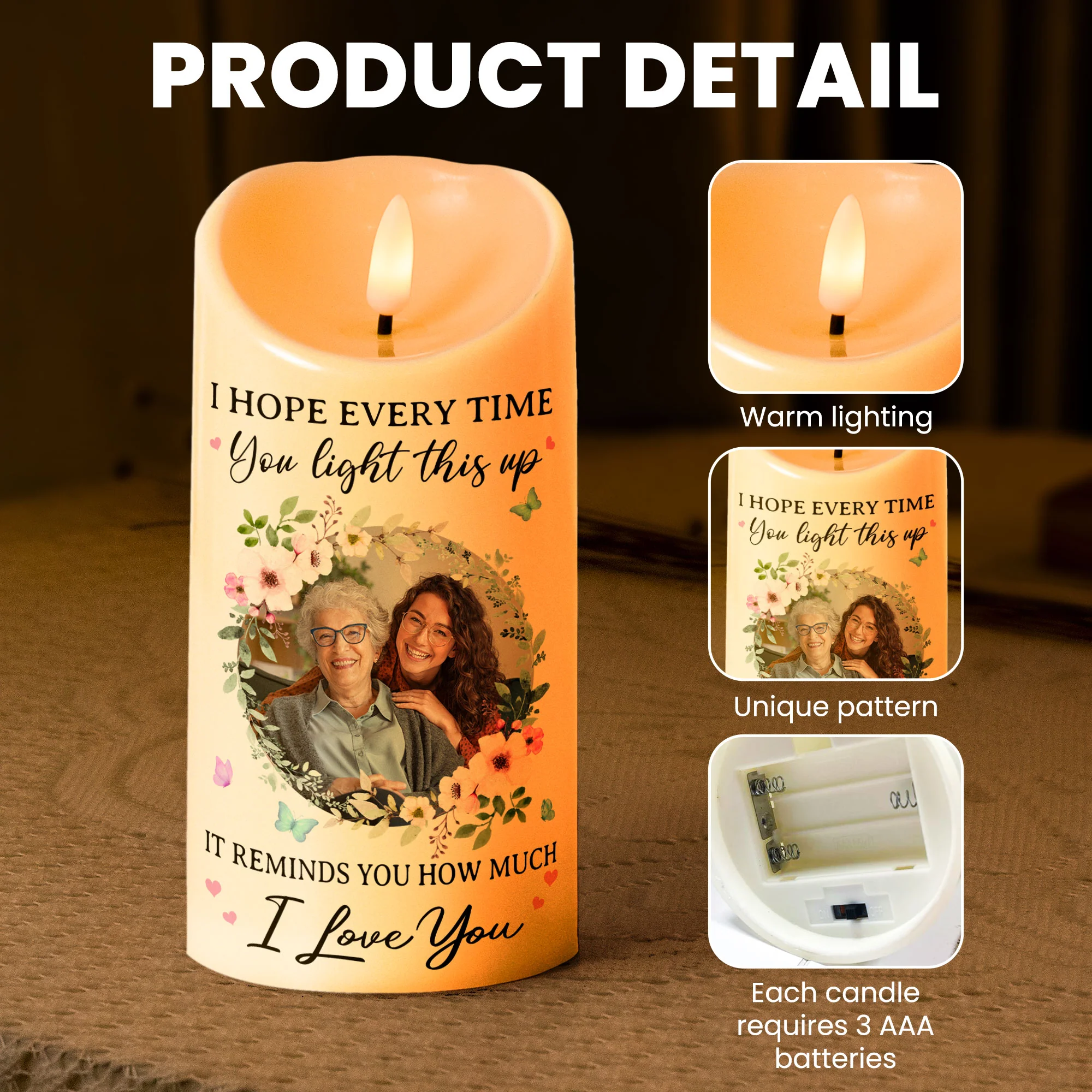 This Candles Reminds You How Much I Love You - Personalized Photo LED Candle - Image 7
