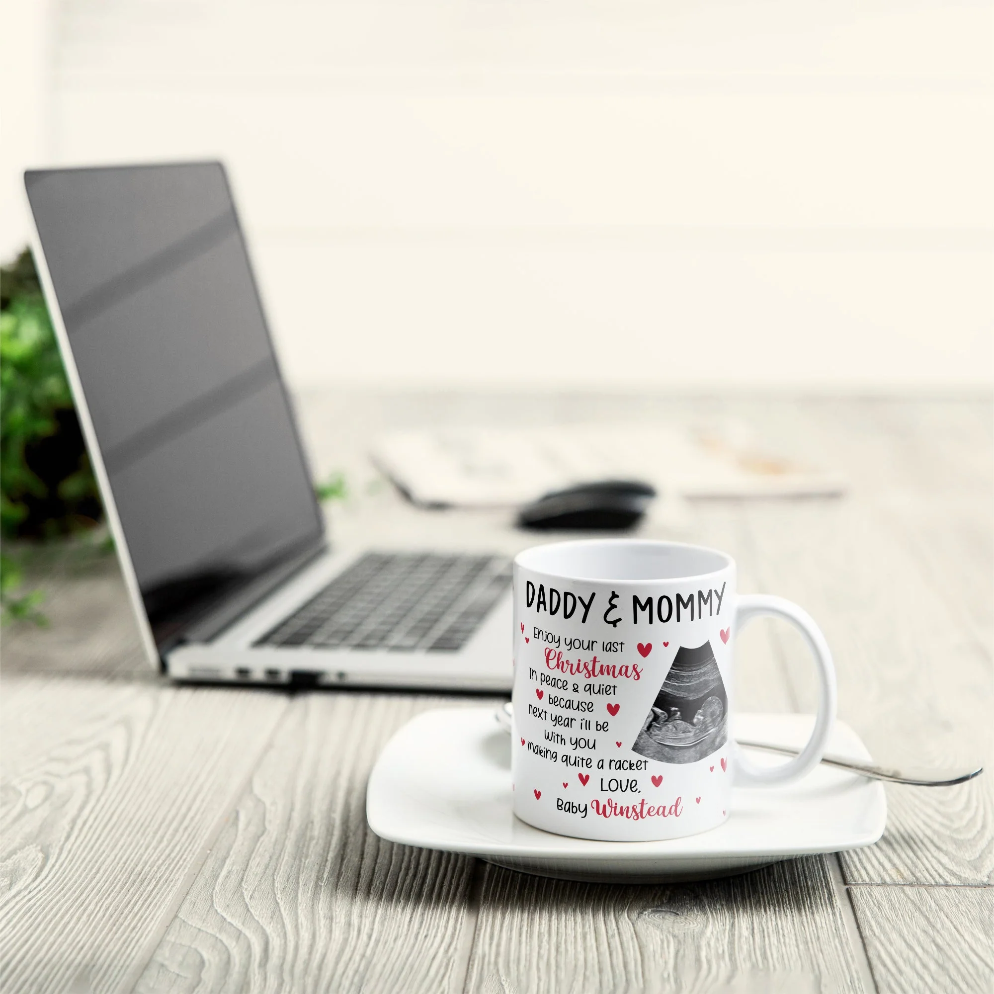 This Christmas, I'll Be Suggled Up In Mommy's Tummy - Personalized Mug - Christmas Gift For Daddy-To-Be, Father, Grandma, Grandpa, Family Members - From Baby, Bump - Image 3
