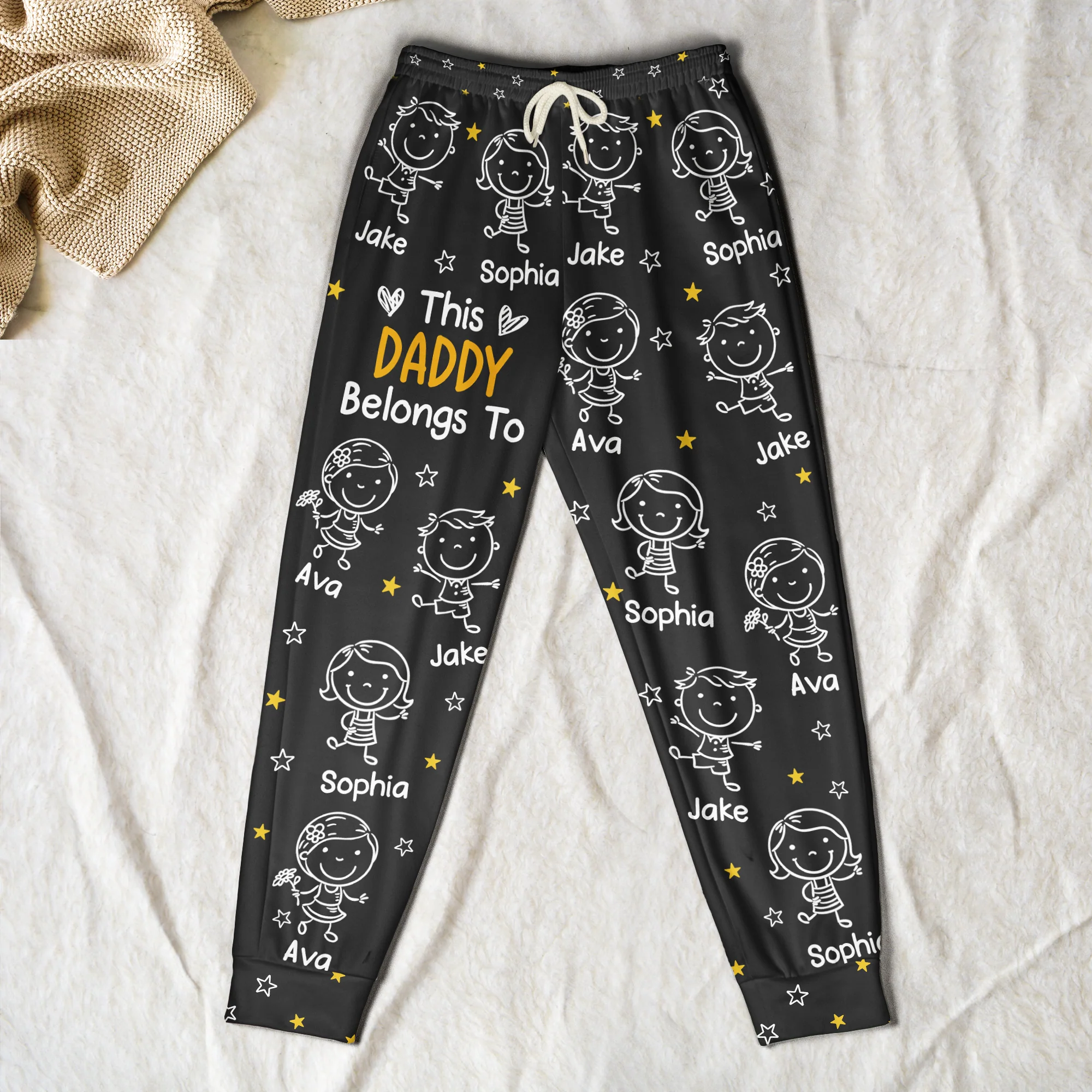 This Daddy Belongs To Doodle - Personalized Sweatpants, Lounge Pants With Pockets - Image 3