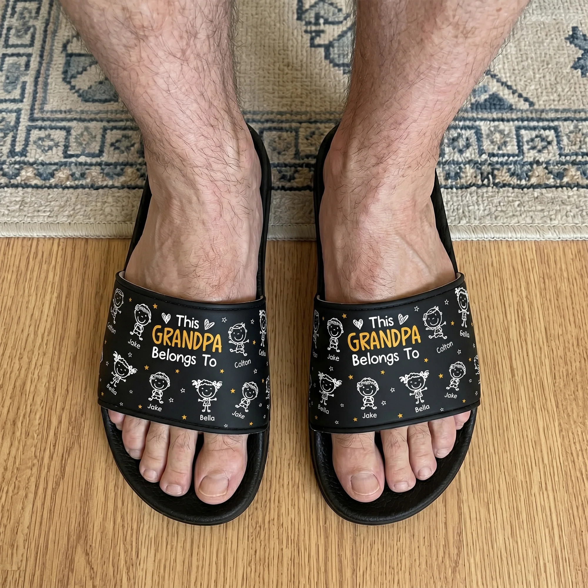 This Daddy Belongs To Doodle Style - Personalized Slide Sandals - Image 4