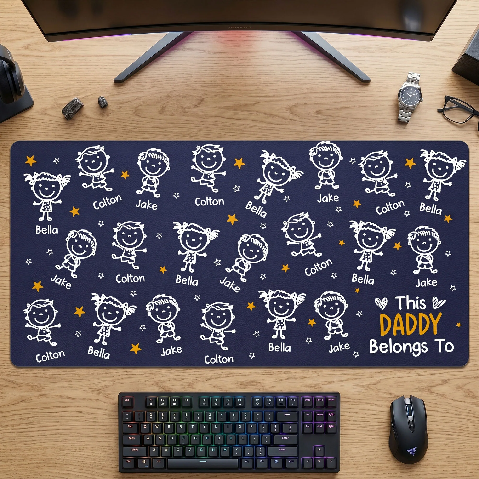 This Daddy Belongs To - Personalized Desk Mat - Image 3