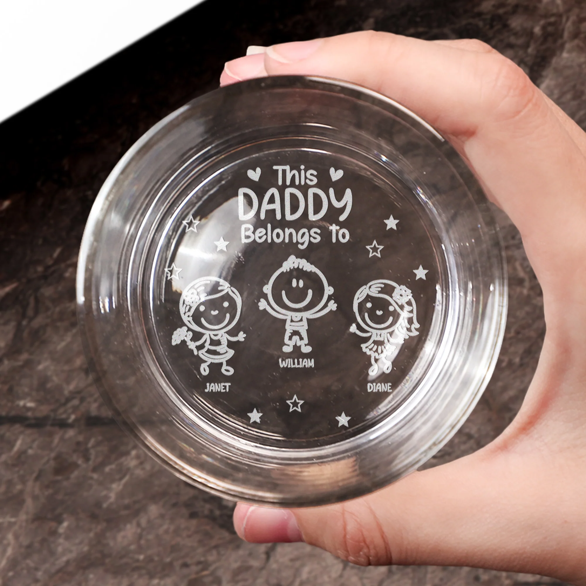 This Daddy Belongs To - Personalized Engraved Whiskey Glass - Image 3