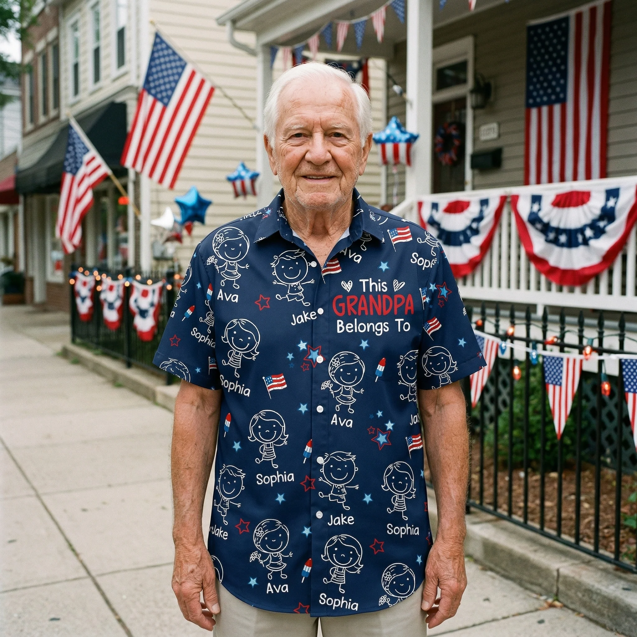 This Daddy Belongs To USA Flag Pattern - Personalized Hawaiian Shirt - Image 2