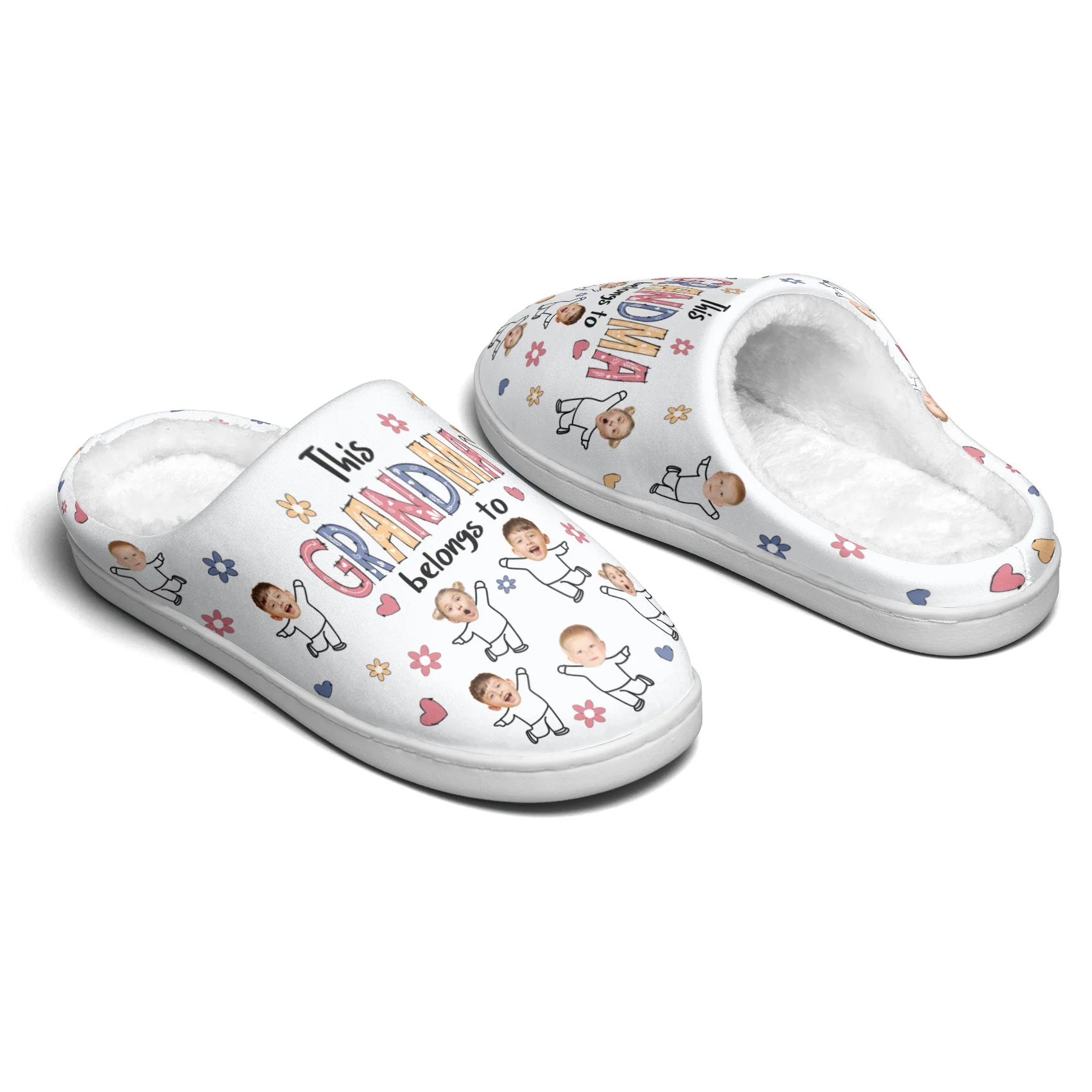 This Grandma Belongs To Custom Kid Faces - Personalized Photo Slippers - Image 4
