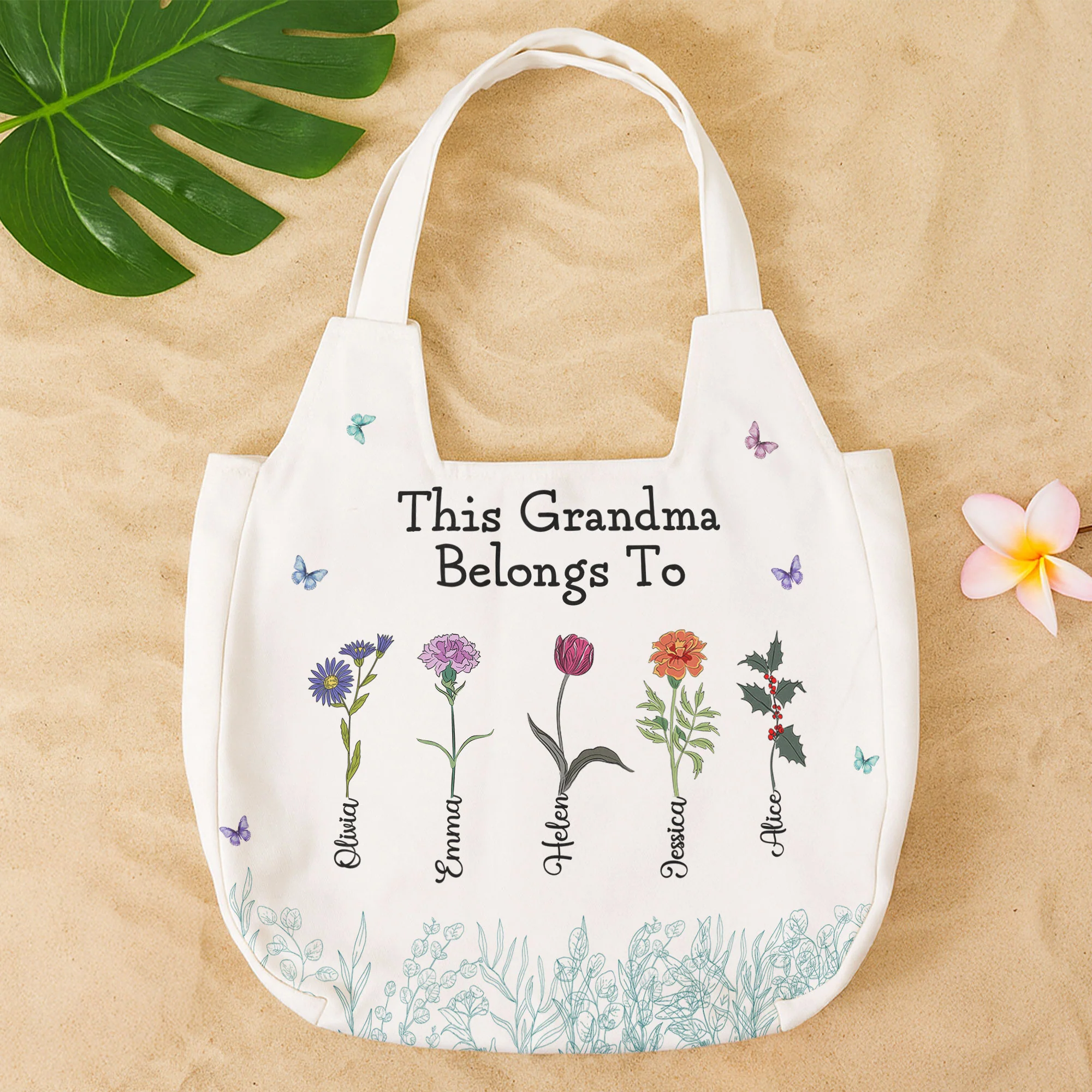This Grandma Belongs To - Personalized Round Tote Bag - Image 2