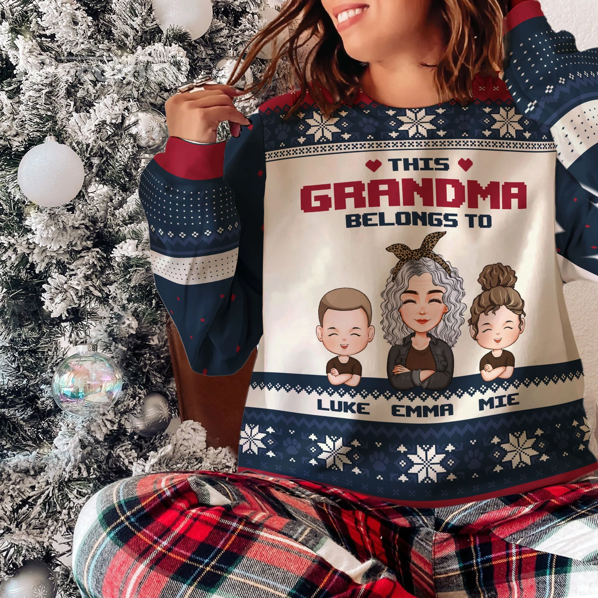 This Grandma Belongs To - Personalized Ugly Sweater - Image 2