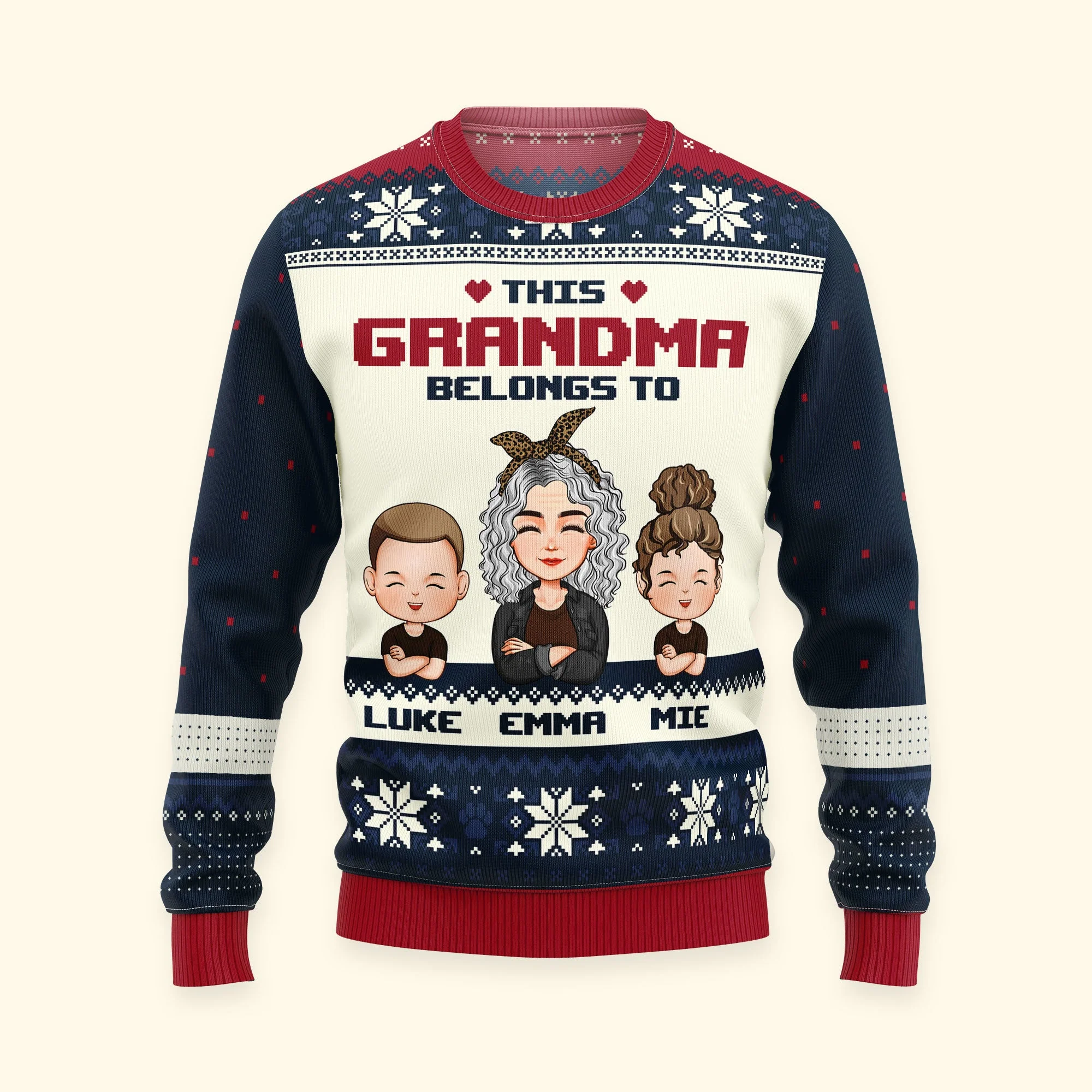 This Grandma Belongs To - Personalized Ugly Sweater - Image 4