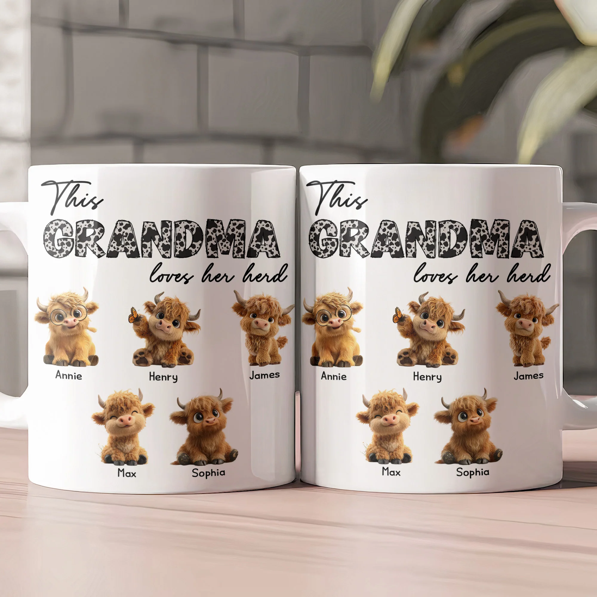 This Grandma Loves Her Herd Gift For Grandma - Personalized Mug - Image 2