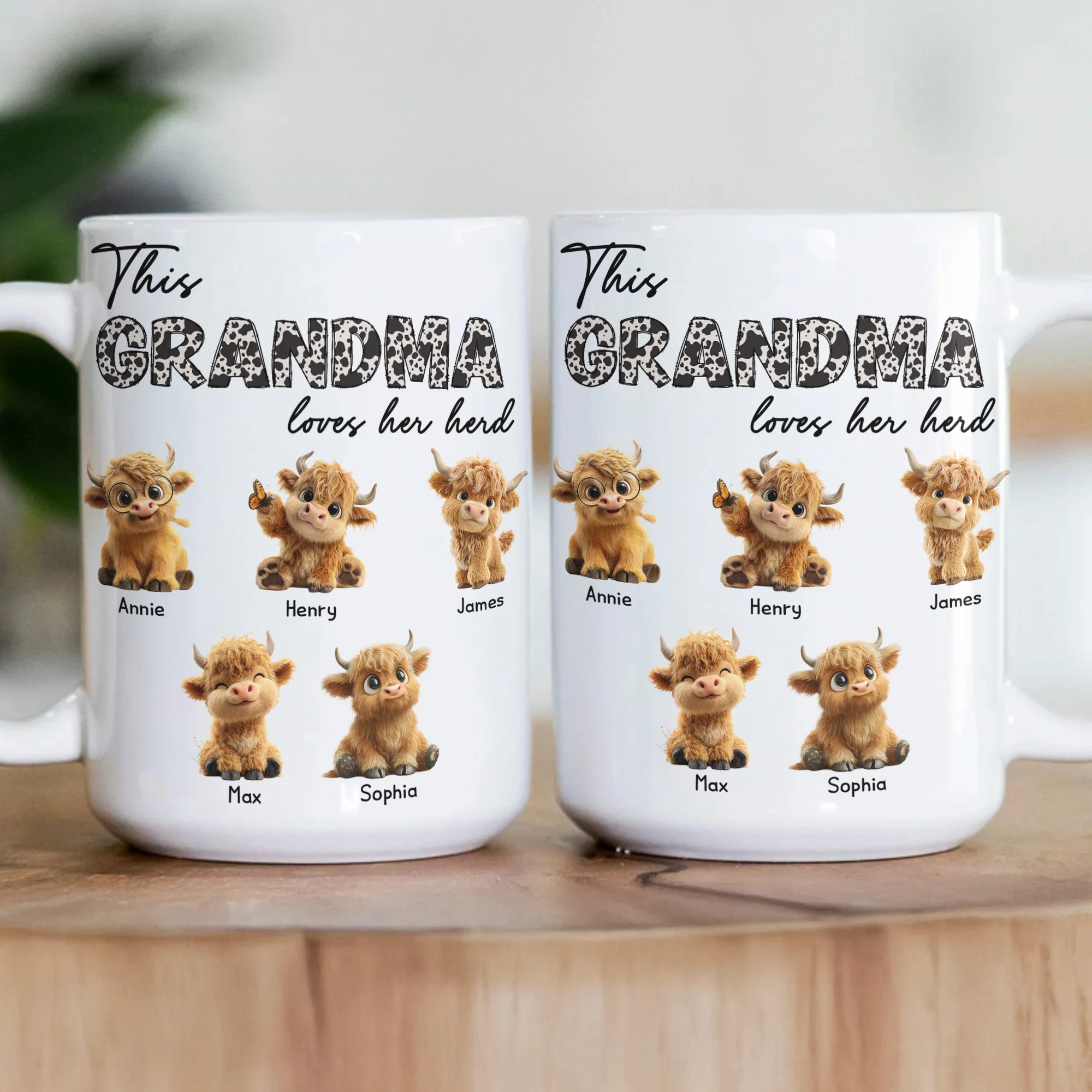 This Grandma Loves Her Herd Gift For Grandma - Personalized Mug - Image 3