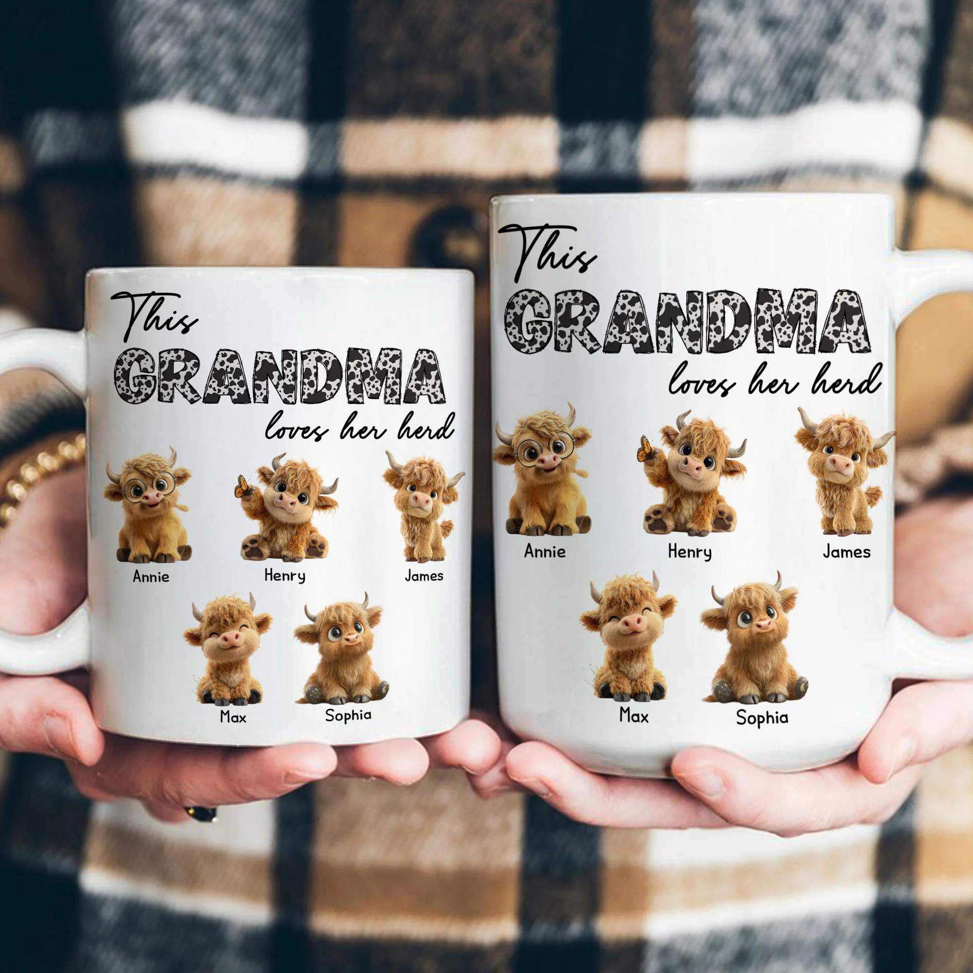 This Grandma Loves Her Herd Gift For Grandma - Personalized Mug - Image 4